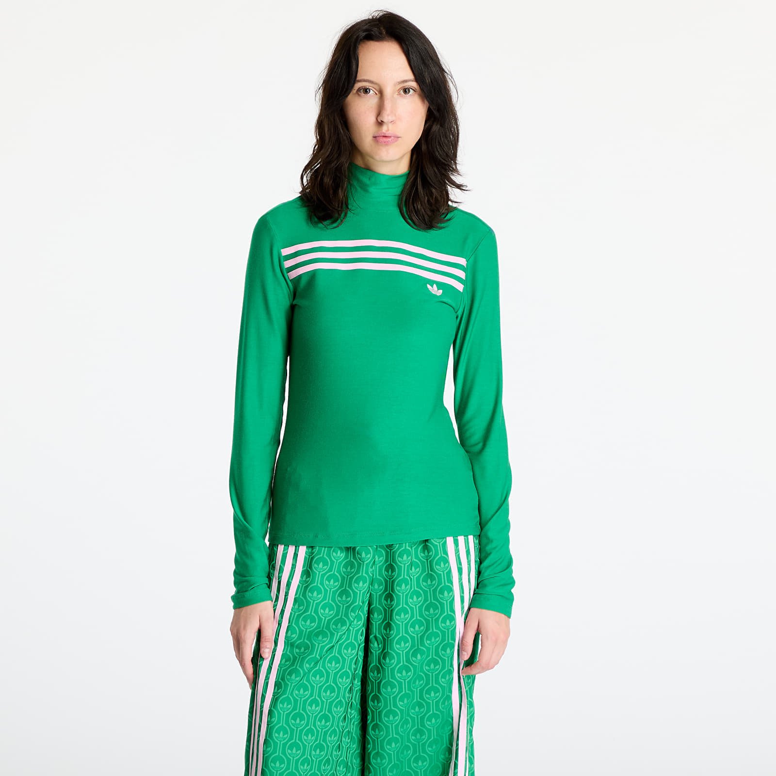 T-shirt adidas Longsleeve 3-Stripe Tee Green S