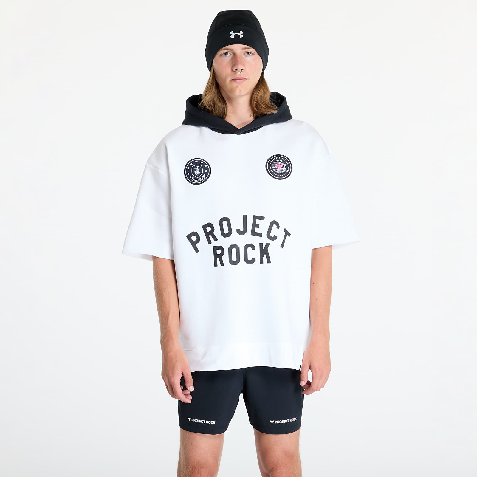 Sudaderas Under Armour Project Rock Icon Fleece SS Hoody BOH White/ Black