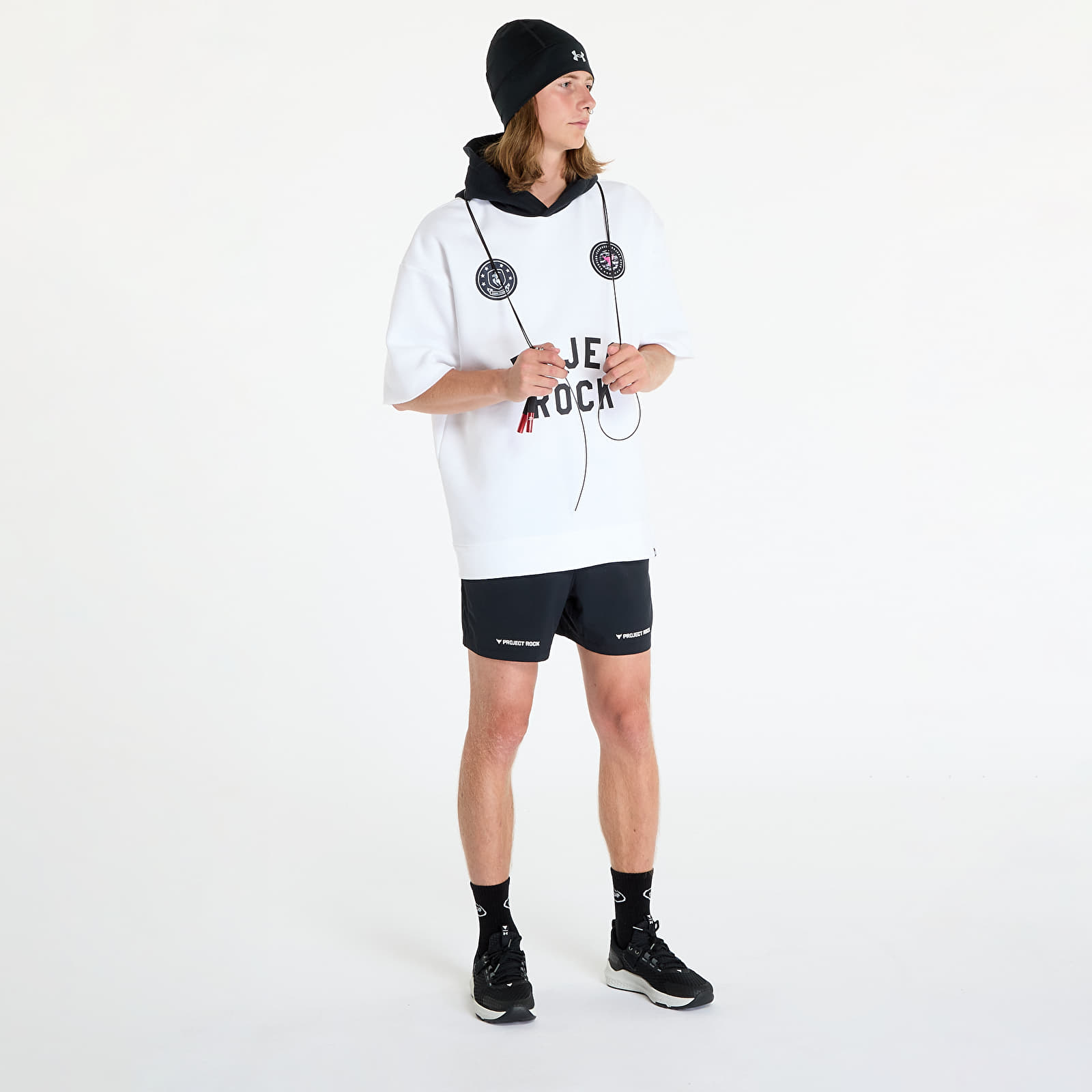 Sudaderas Under Armour Project Rock Icon Fleece SS Hoody BOH White/ Black