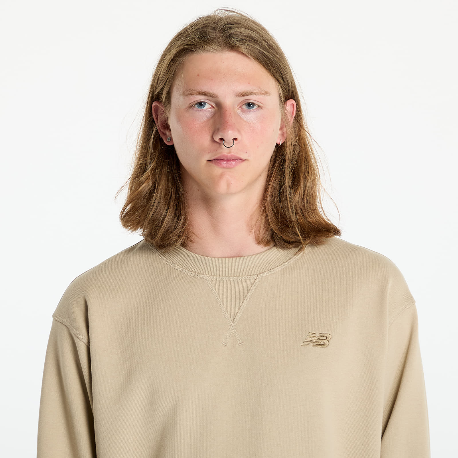 Moške majice New Balance Athletics French Terry Crew Stoneware