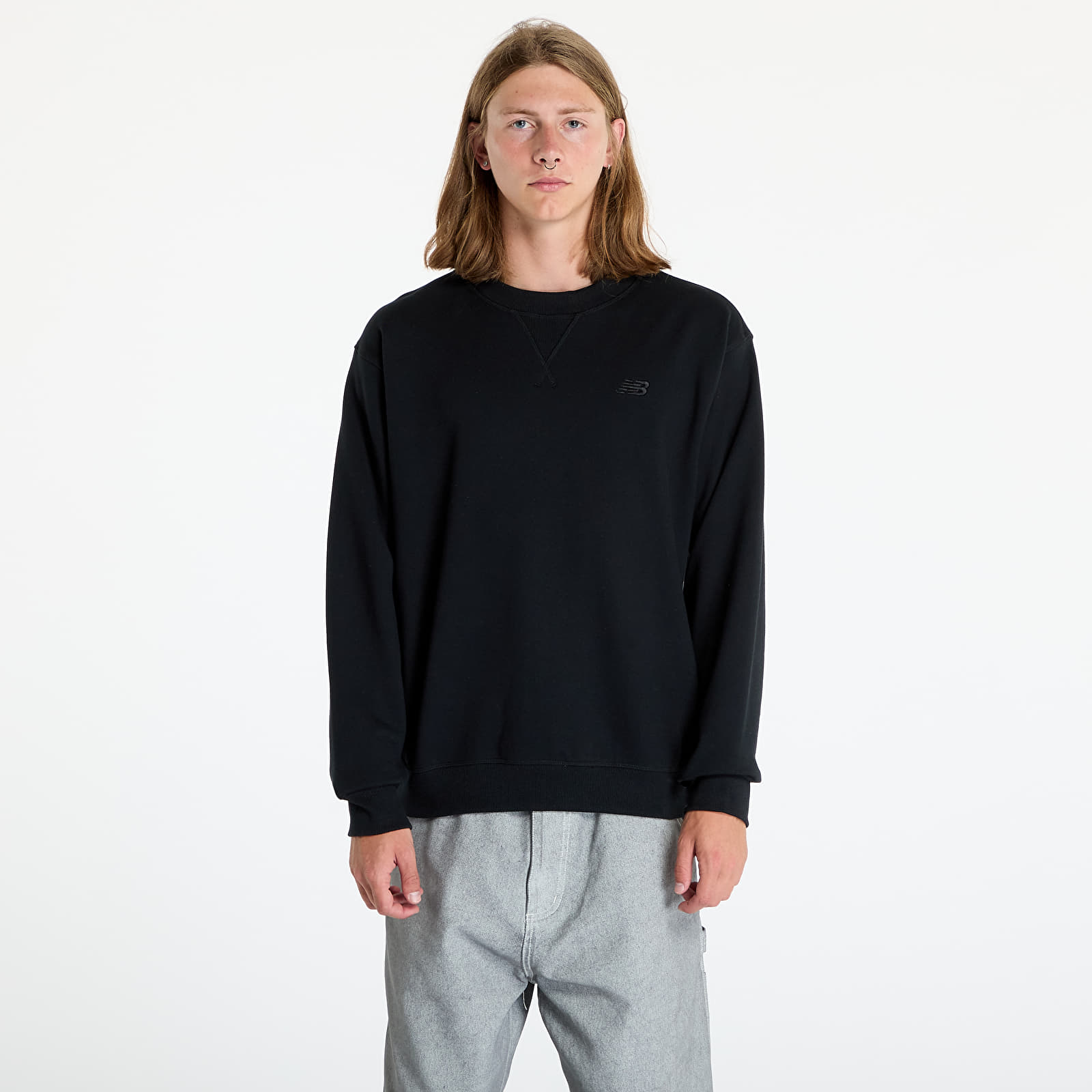 Moške majice New Balance Athletics French Terry Crew Black