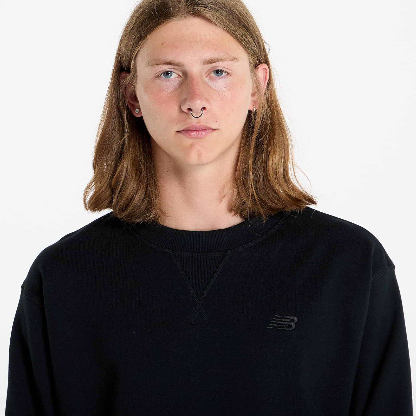 Moške majice New Balance Athletics French Terry Crew Black