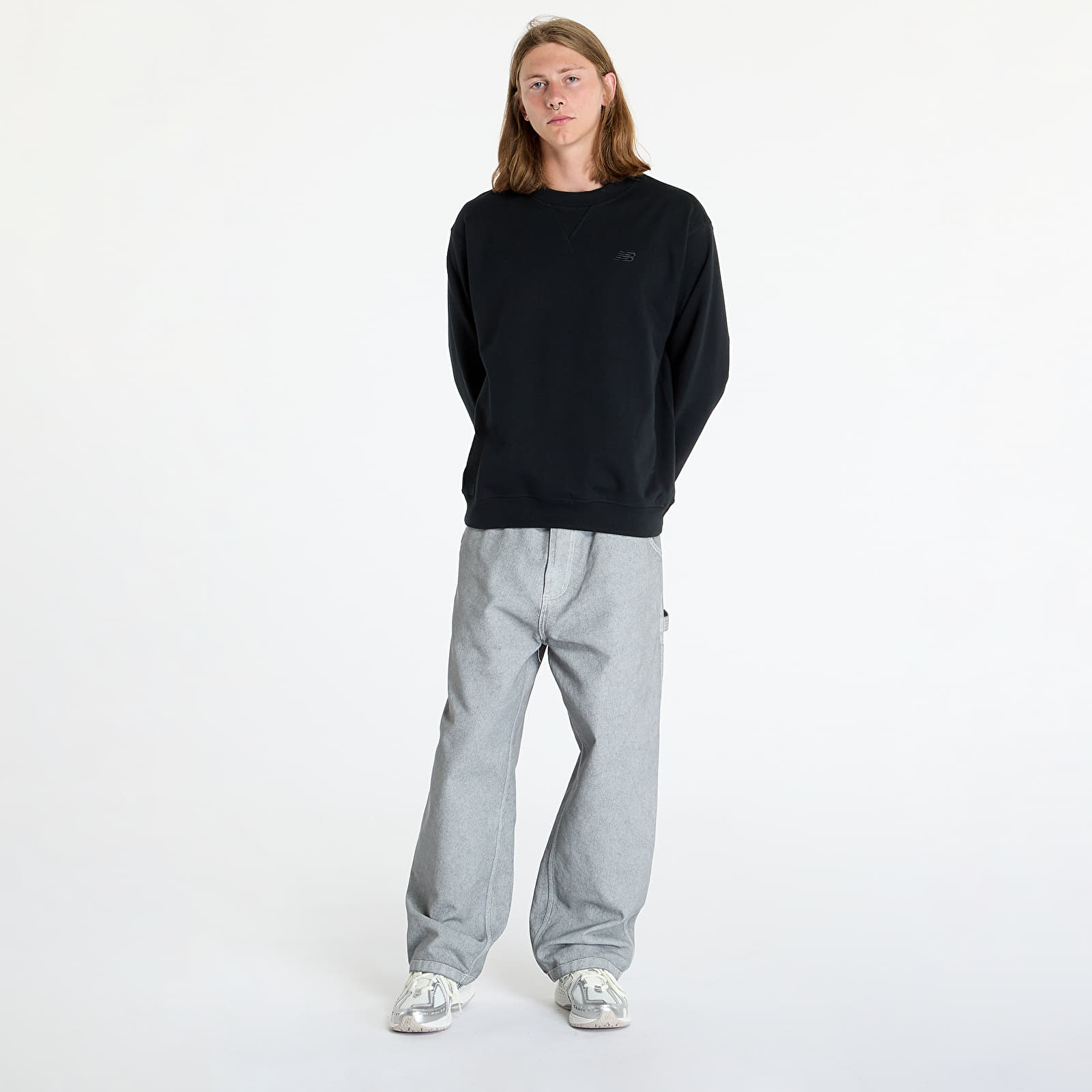 Moške majice New Balance Athletics French Terry Crew Black