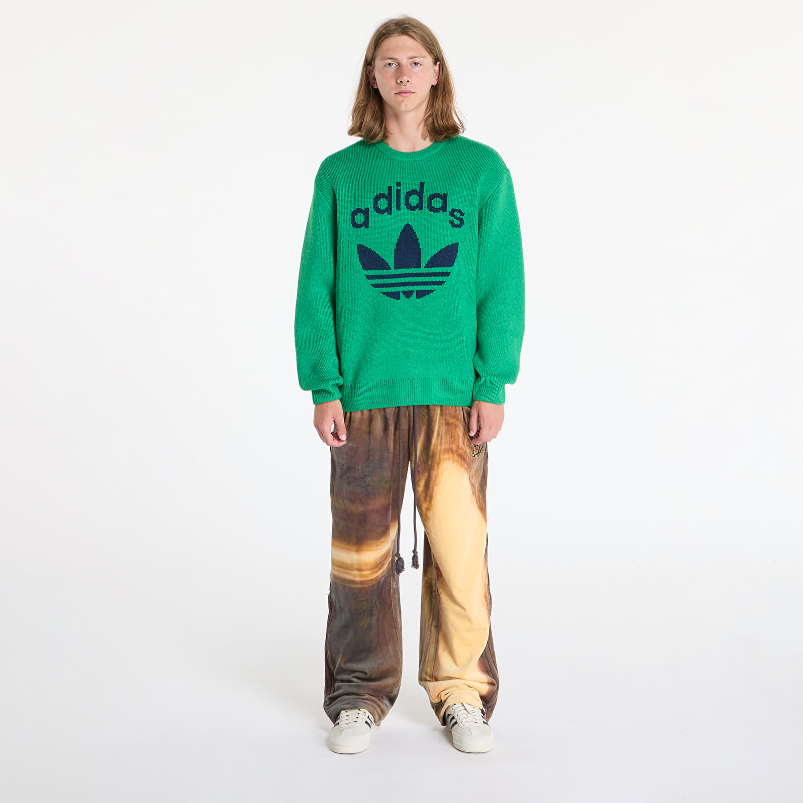 Swetry męskie adidas Knit Crewneck Green/ Night Indigo