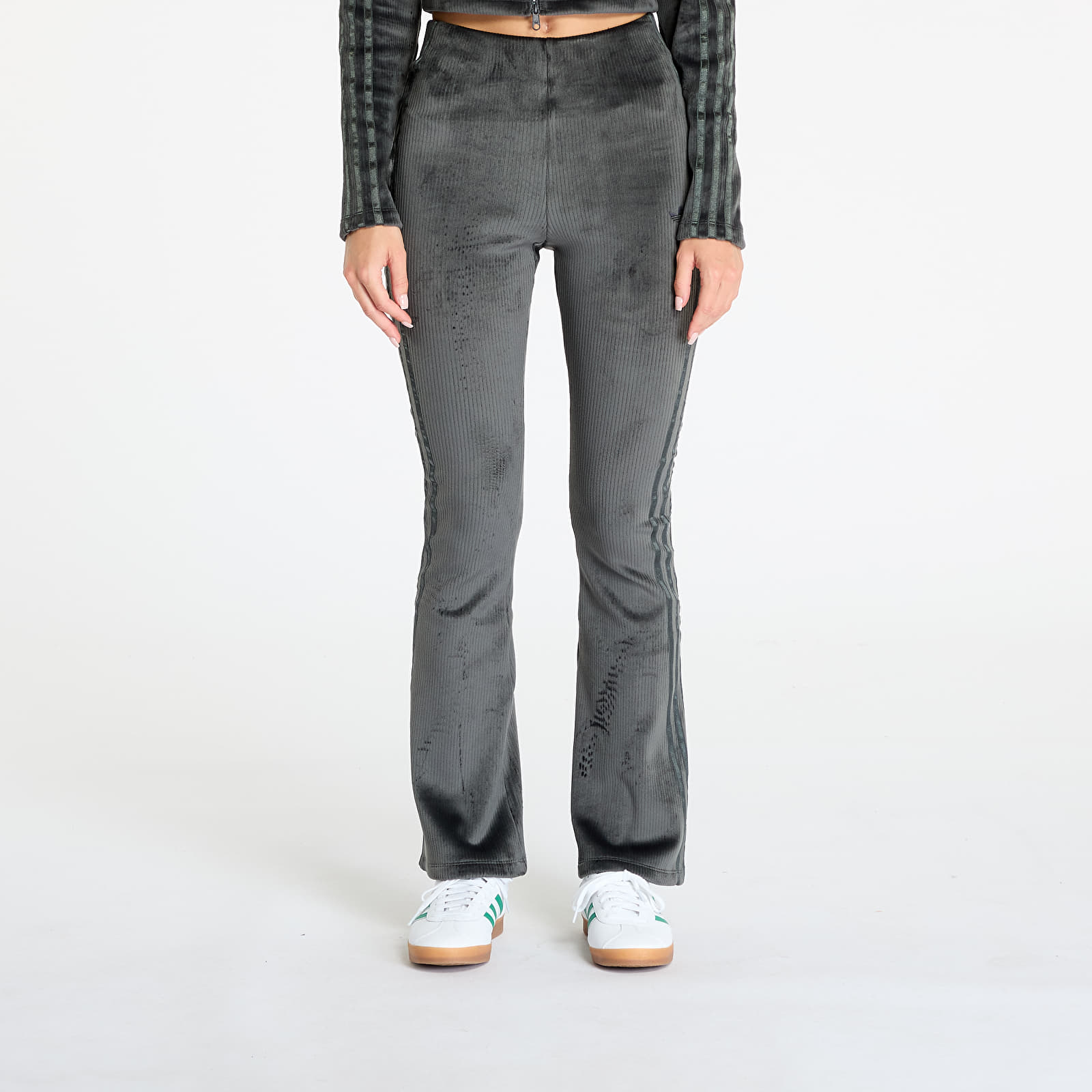 Spodnie damskie adidas Rib Flrd Leggings Carbon