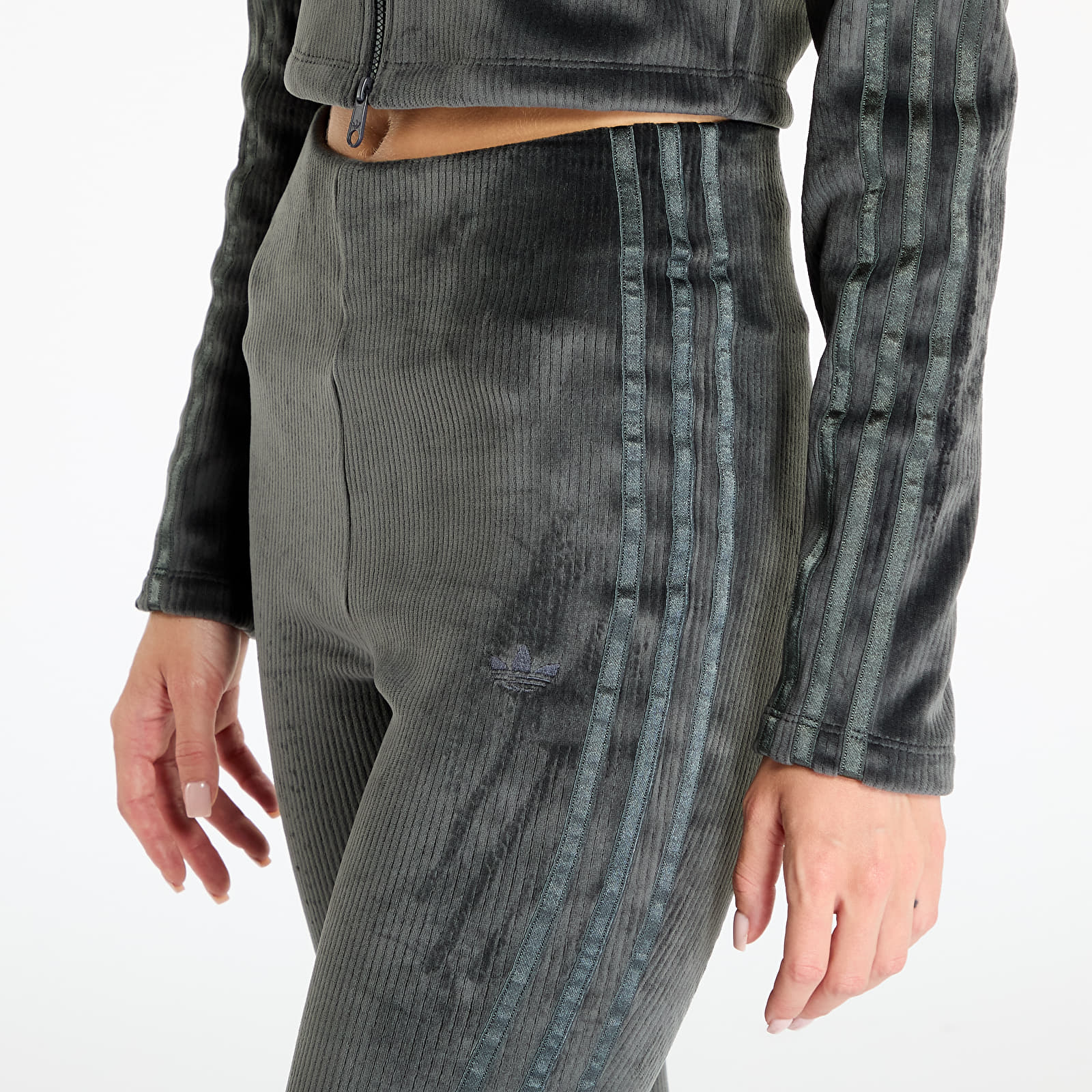 Spodnie damskie adidas Rib Flrd Leggings Carbon