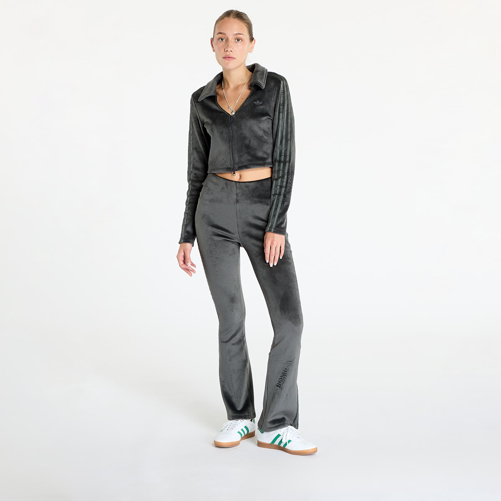 Spodnie damskie adidas Rib Flrd Leggings Carbon