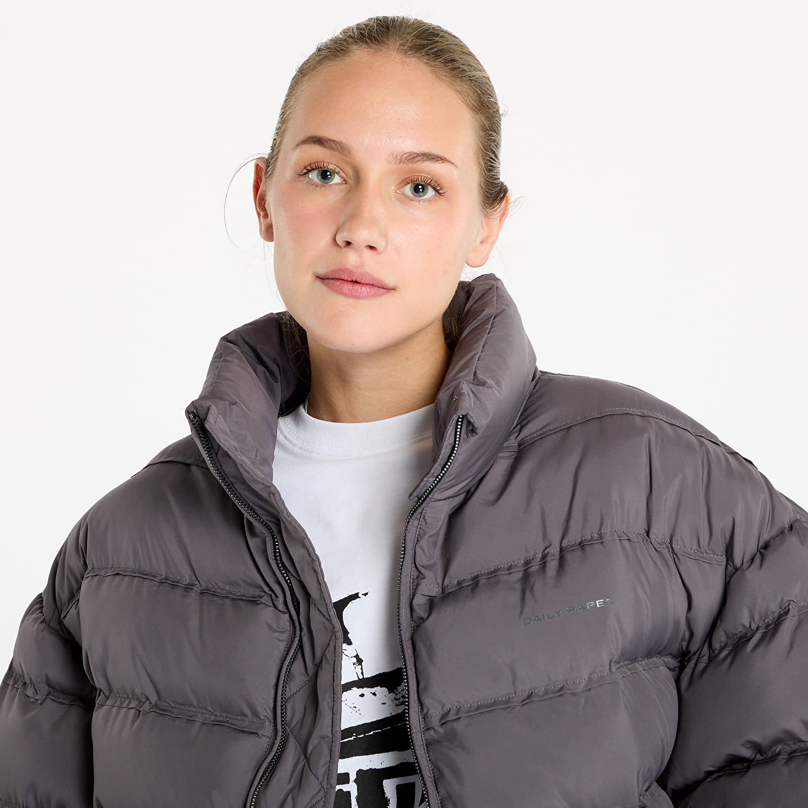 Kurtki damskie Daily Paper Sela Puffer Jacket Rabbit Grey