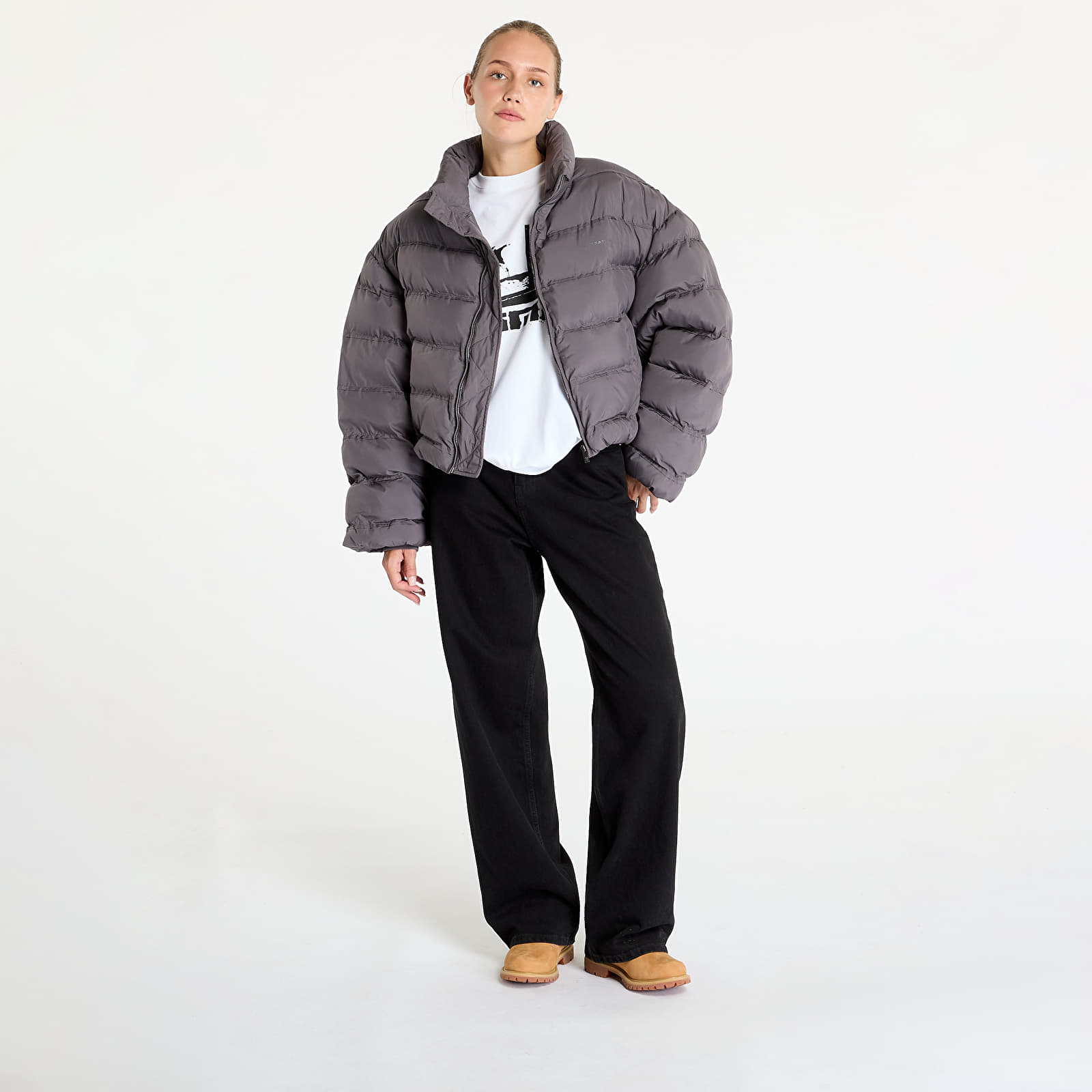 Kurtki damskie Daily Paper Sela Puffer Jacket Rabbit Grey