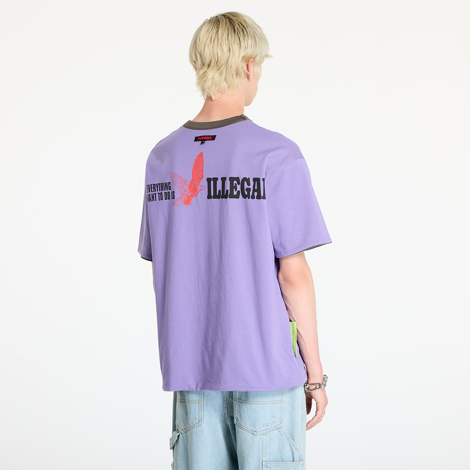 Men's T-shirts PLEASURES Legal Reversible Heavyweight T-Shirt Charcoal/ Purple