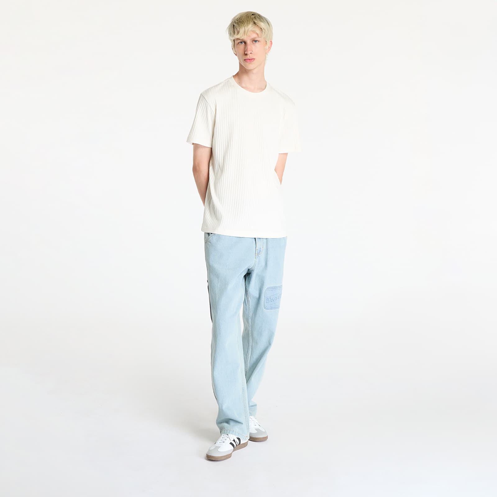 Vīriešu T-krekli Calvin Klein Jeans Linear Quilted Tee Ivory