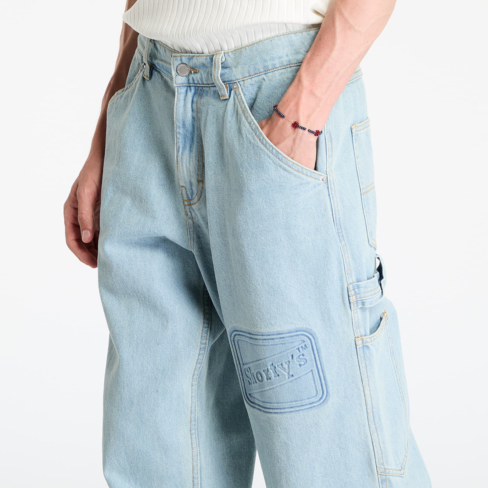 Vaqueros para hombre PLEASURES Box Logo Carpenter Jeans Light Indigo
