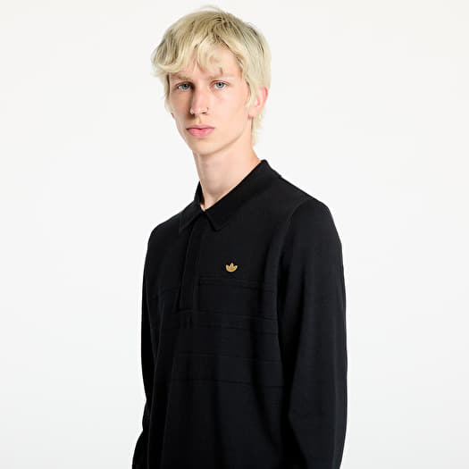 T Shirts Manner adidas Long Sleeve Polo Tee Black Queens