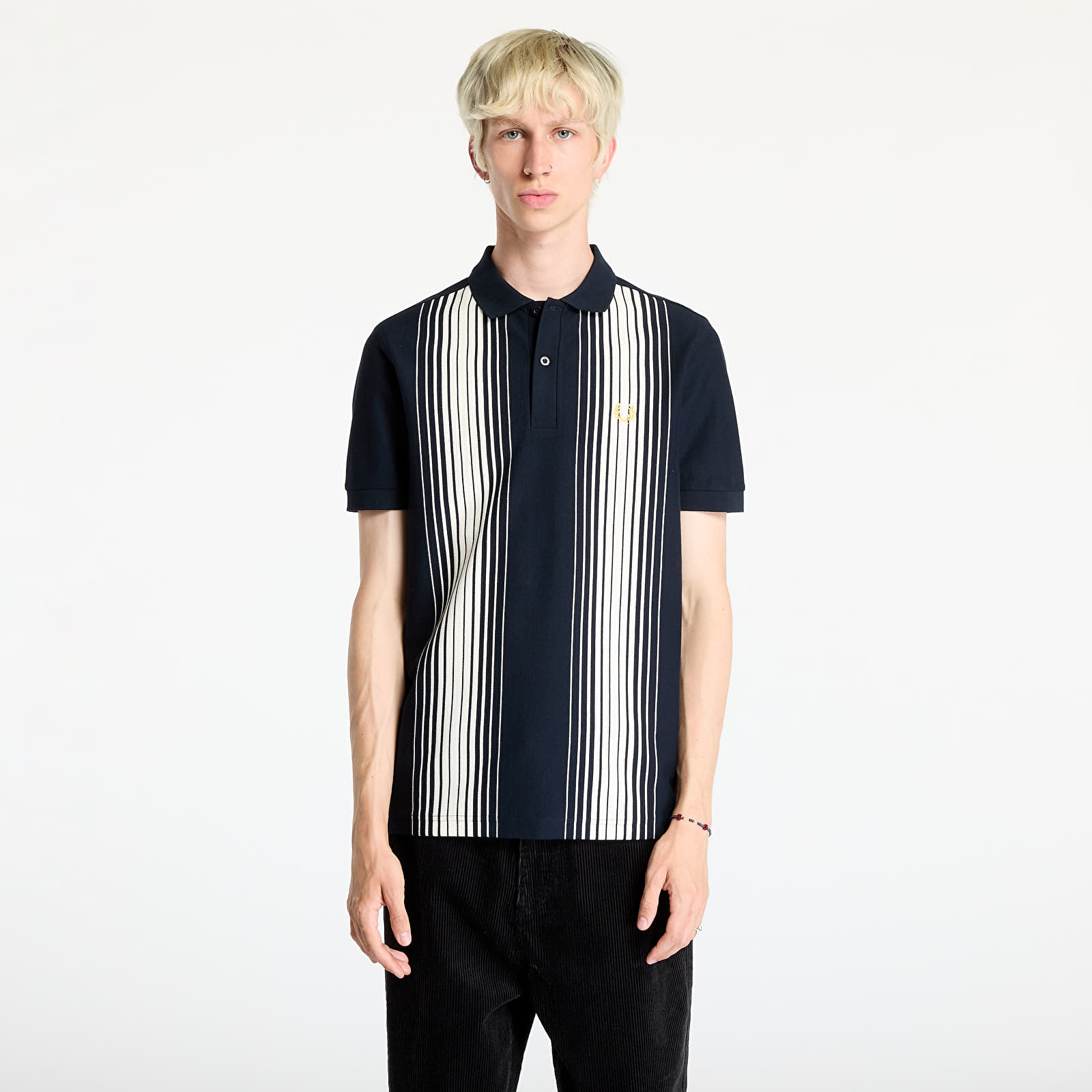 Pánská trička FRED PERRY Ombre Stripe Polo Short Sleeve Tee Navy