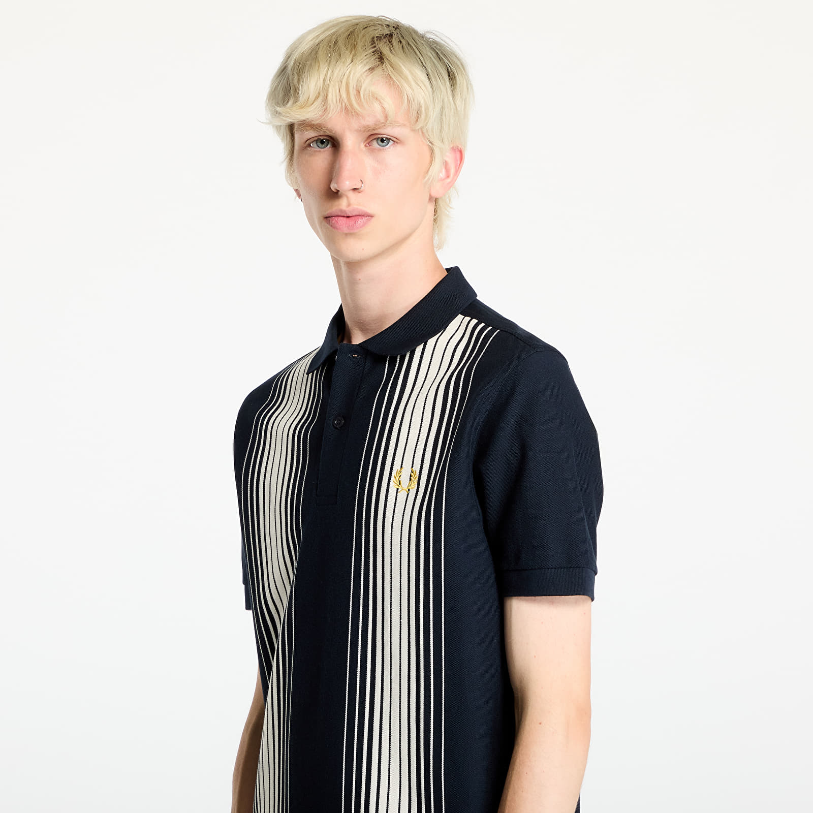 Pánská trička FRED PERRY Ombre Stripe Polo Short Sleeve Tee Navy
