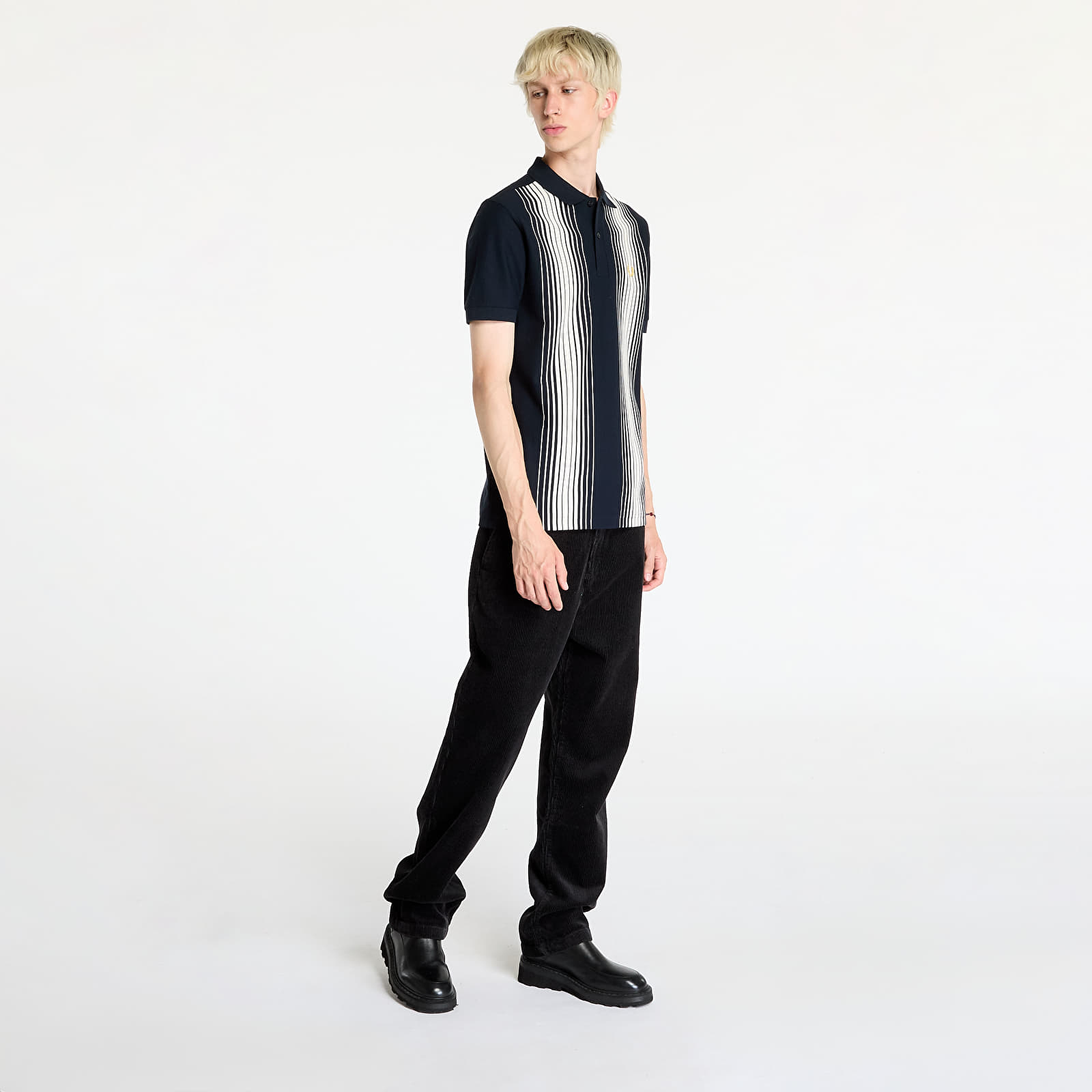 Pánská trička FRED PERRY Ombre Stripe Polo Short Sleeve Tee Navy
