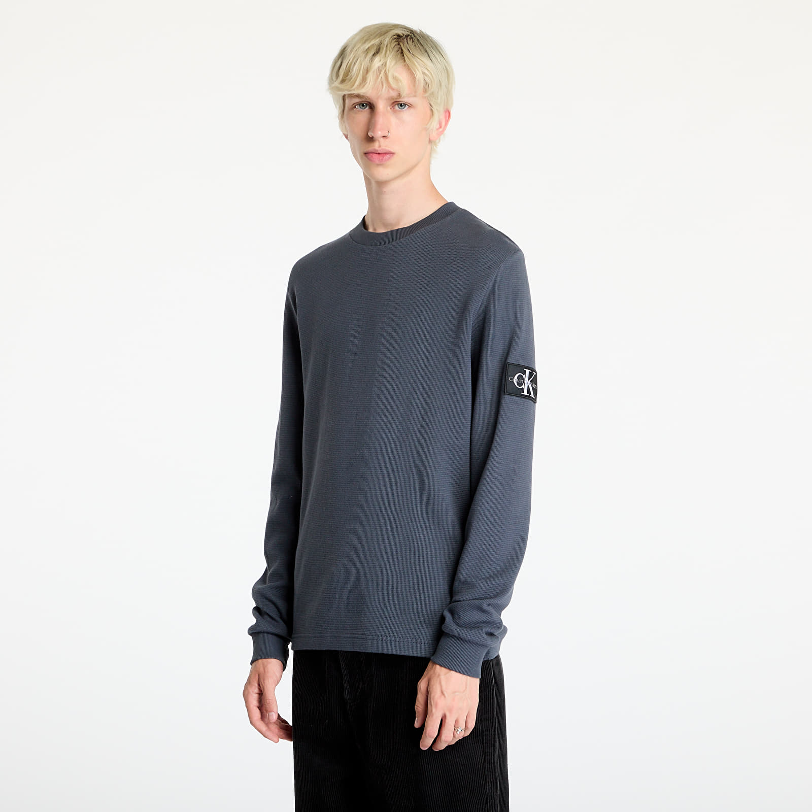 Men's T-shirts Calvin Klein Jeans Badge Waffle Longsleeve Tee Ebony