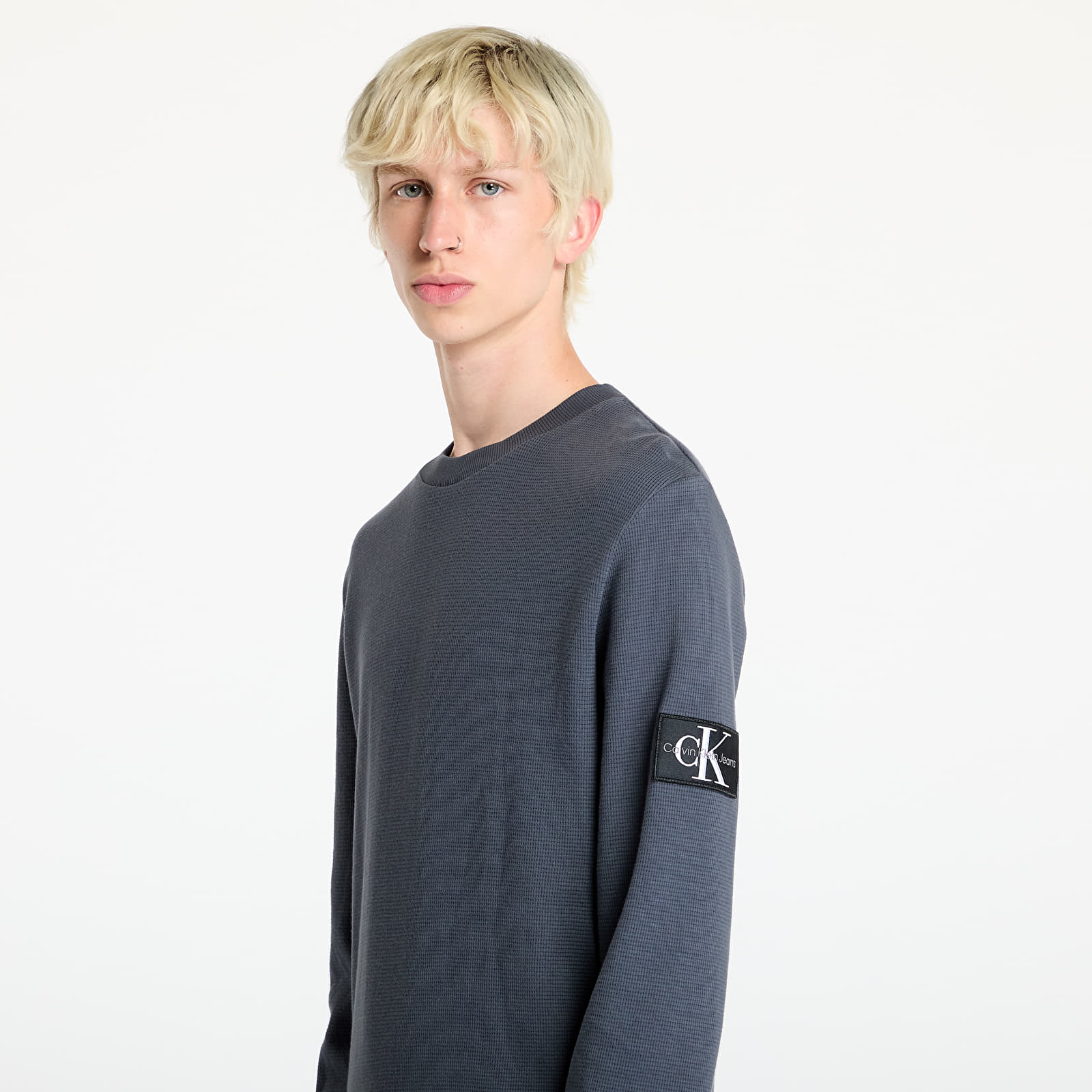 Men's T-shirts Calvin Klein Jeans Badge Waffle Longsleeve Tee Ebony