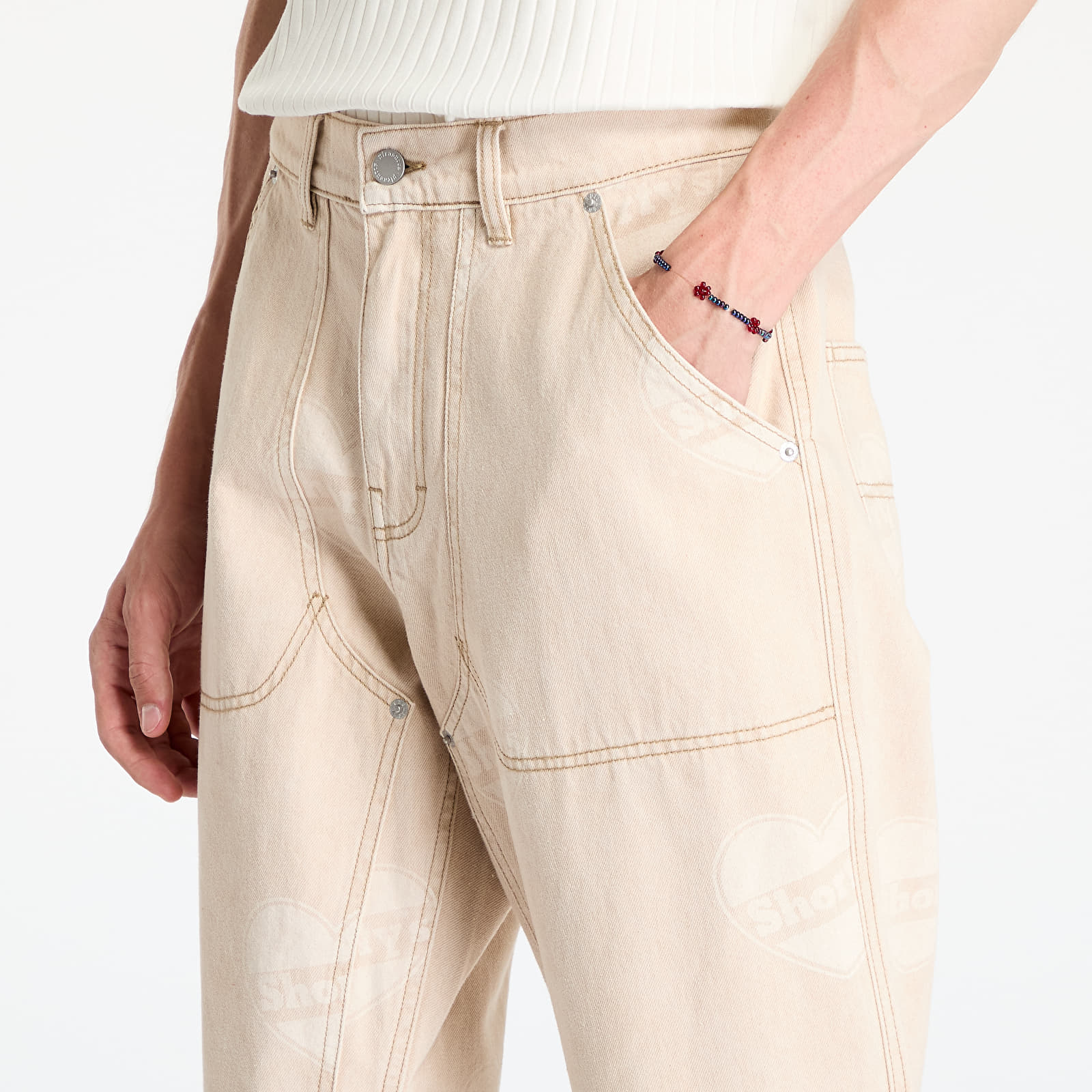 Meeste teksad PLEASURES Heart Ultra Work Pants Beige