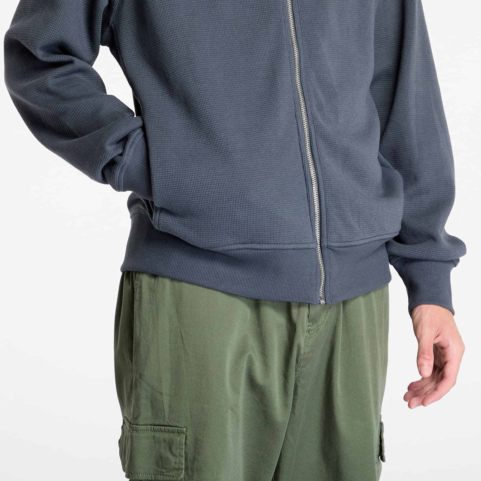 Hanorace pentru bărbați Calvin Klein Jeans Woven Label Waffle Jacket Ebony