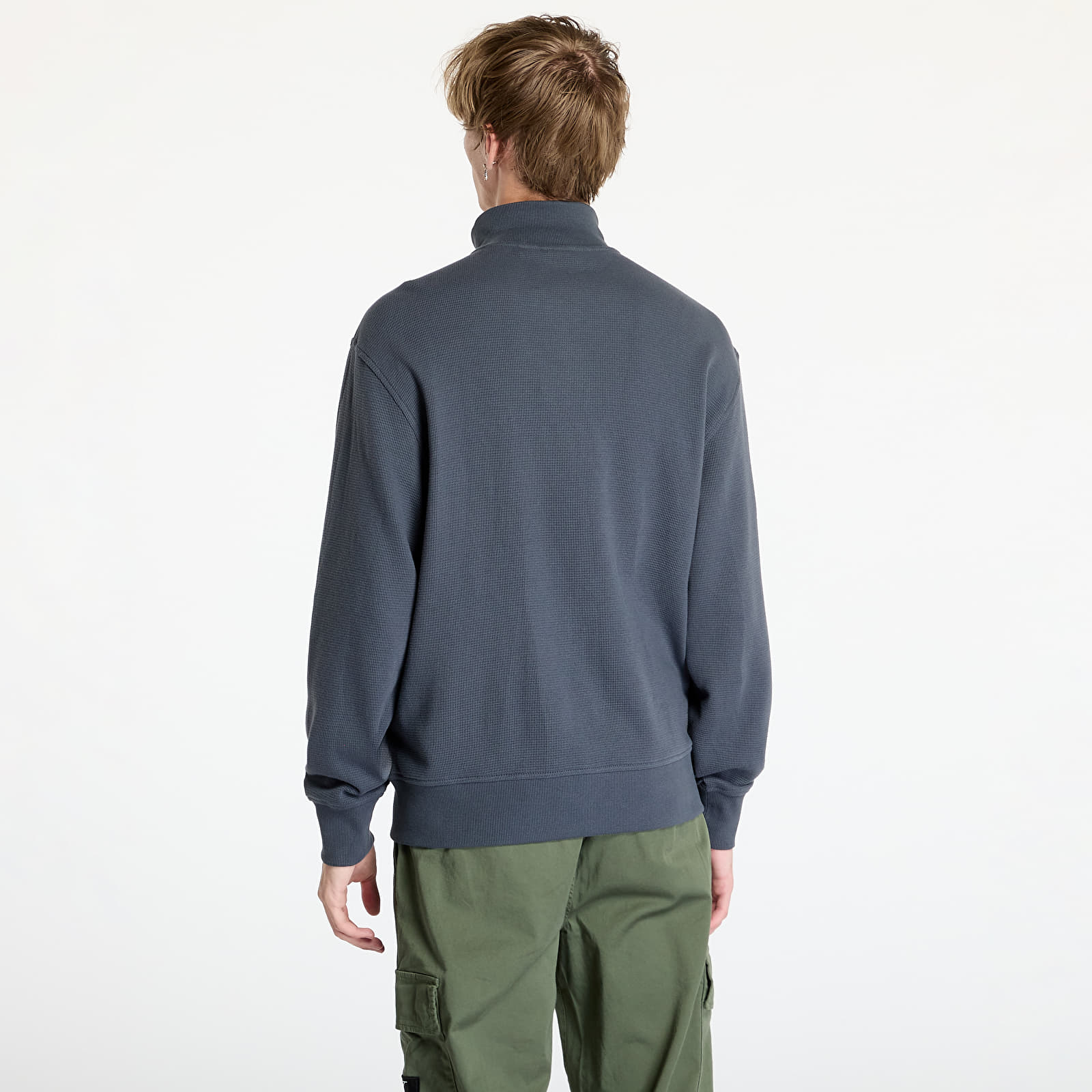 Hanorace pentru bărbați Calvin Klein Jeans Woven Label Waffle Jacket Ebony