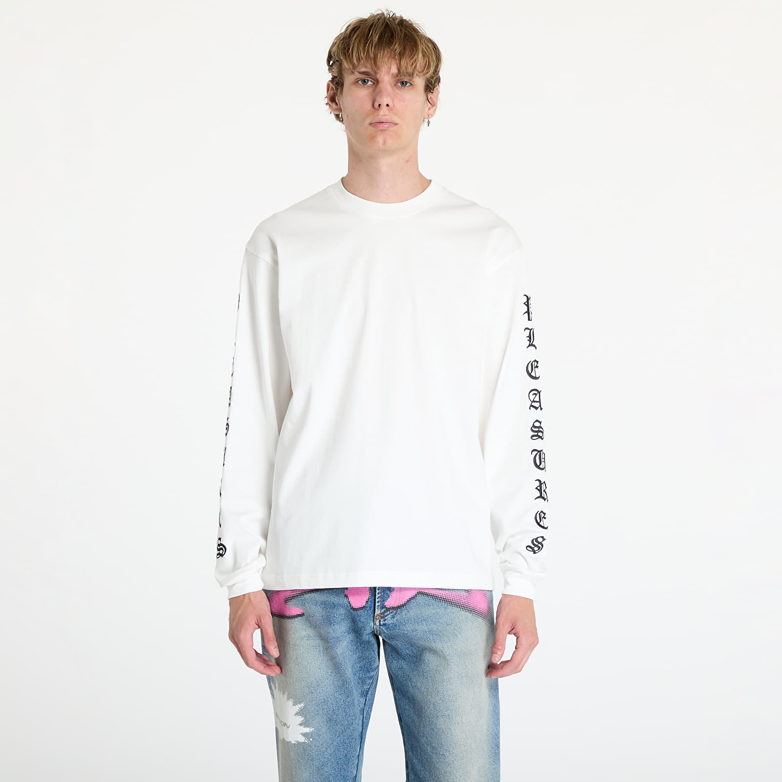 Tričko PLEASURES Oe Heavyweight Long Sleeve Tee White S