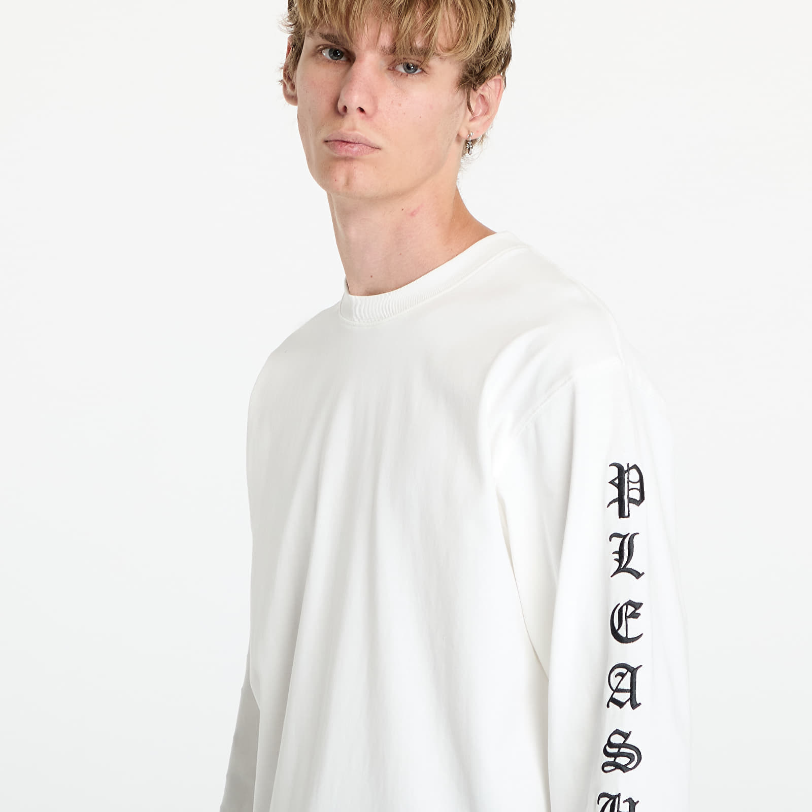 Tricou PLEASURES Oe Heavyweight Long Sleeve Tee White - 1 | YEO