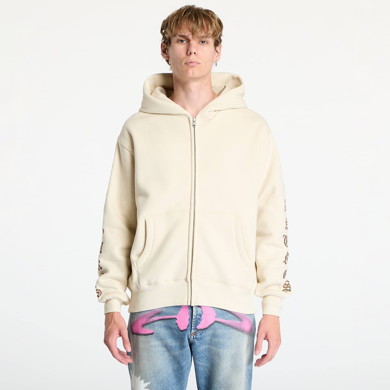 Sweatshirt PLEASURES Oe Zip Up Hoodie Natural M