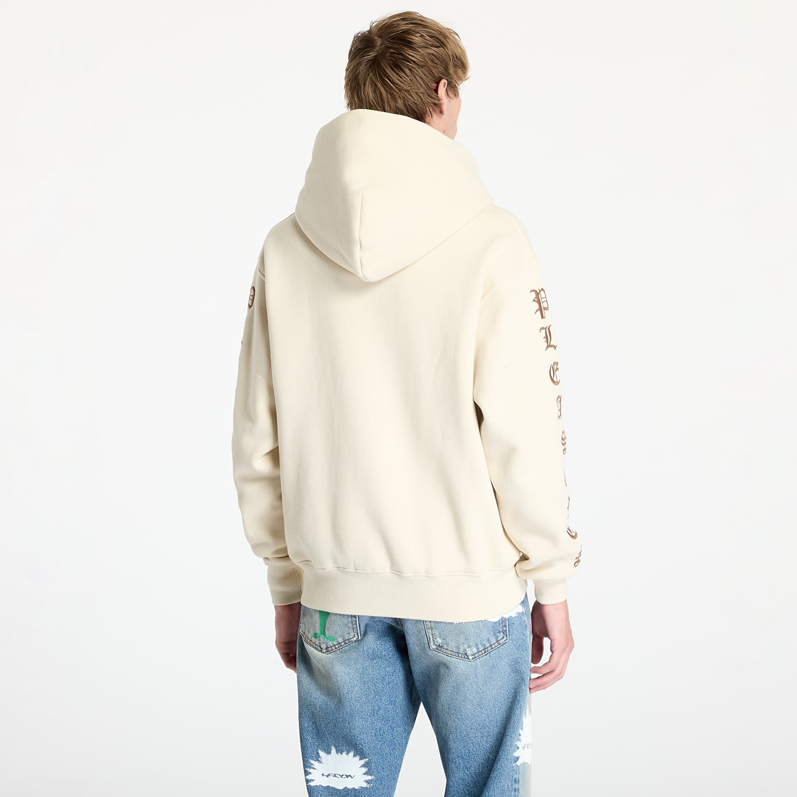 Pánské mikiny PLEASURES Oe Zip Up Hoodie Natural