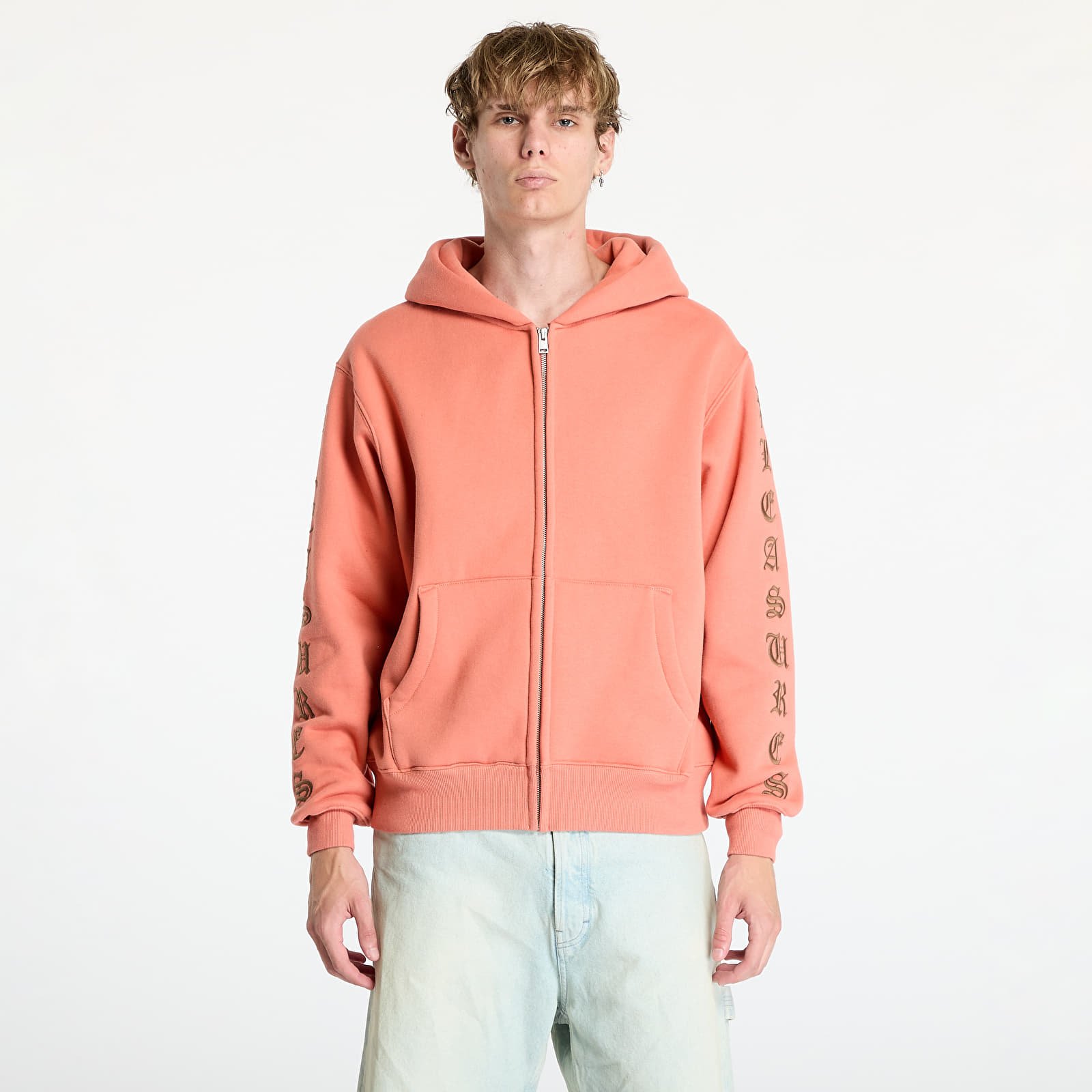 Sweatshirts pour hommes PLEASURES Oe Zip Up Hoodie Rust