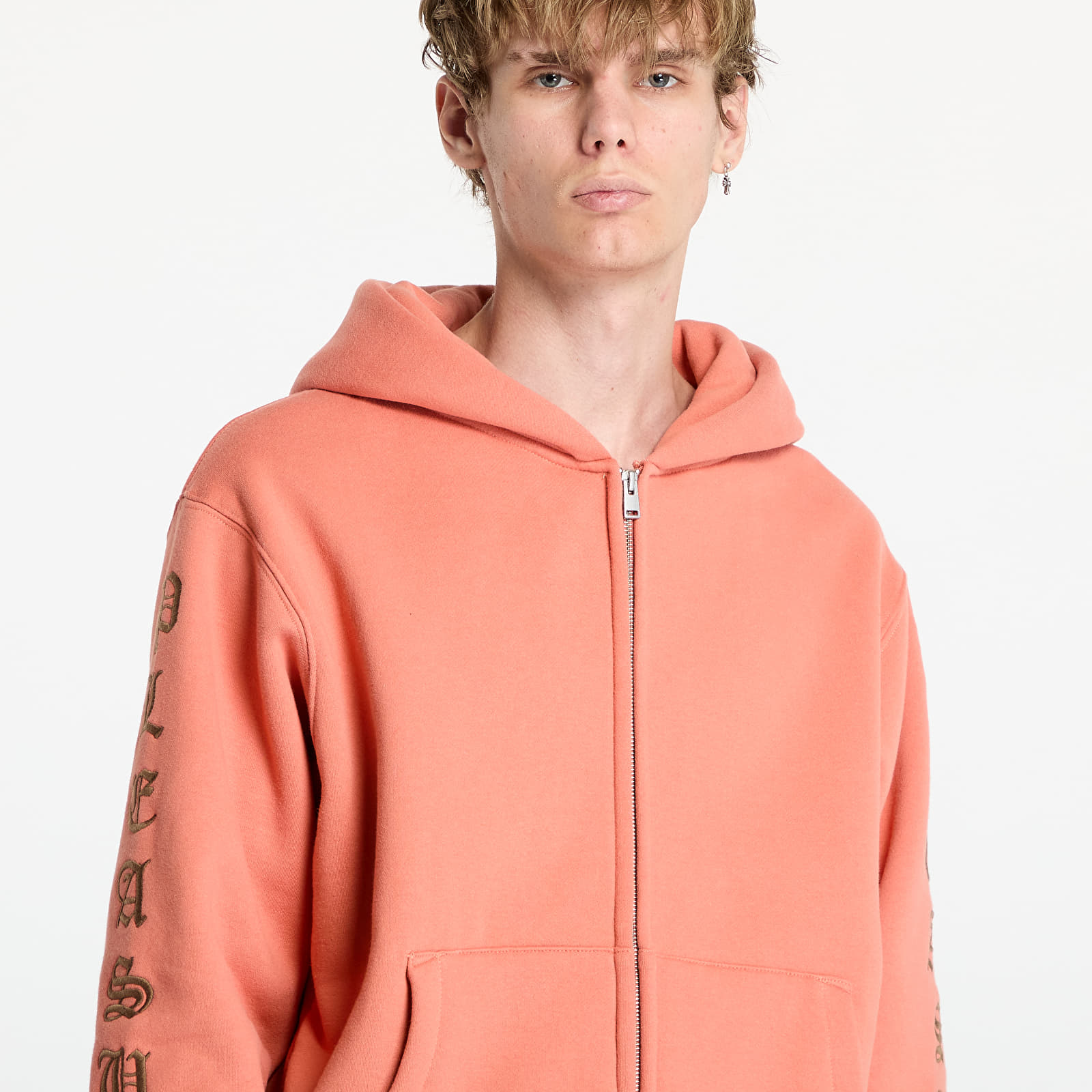 Sweatshirts pour hommes PLEASURES Oe Zip Up Hoodie Rust