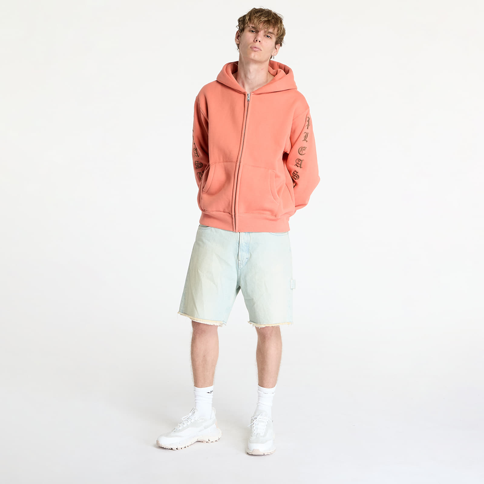 Sweatshirts pour hommes PLEASURES Oe Zip Up Hoodie Rust