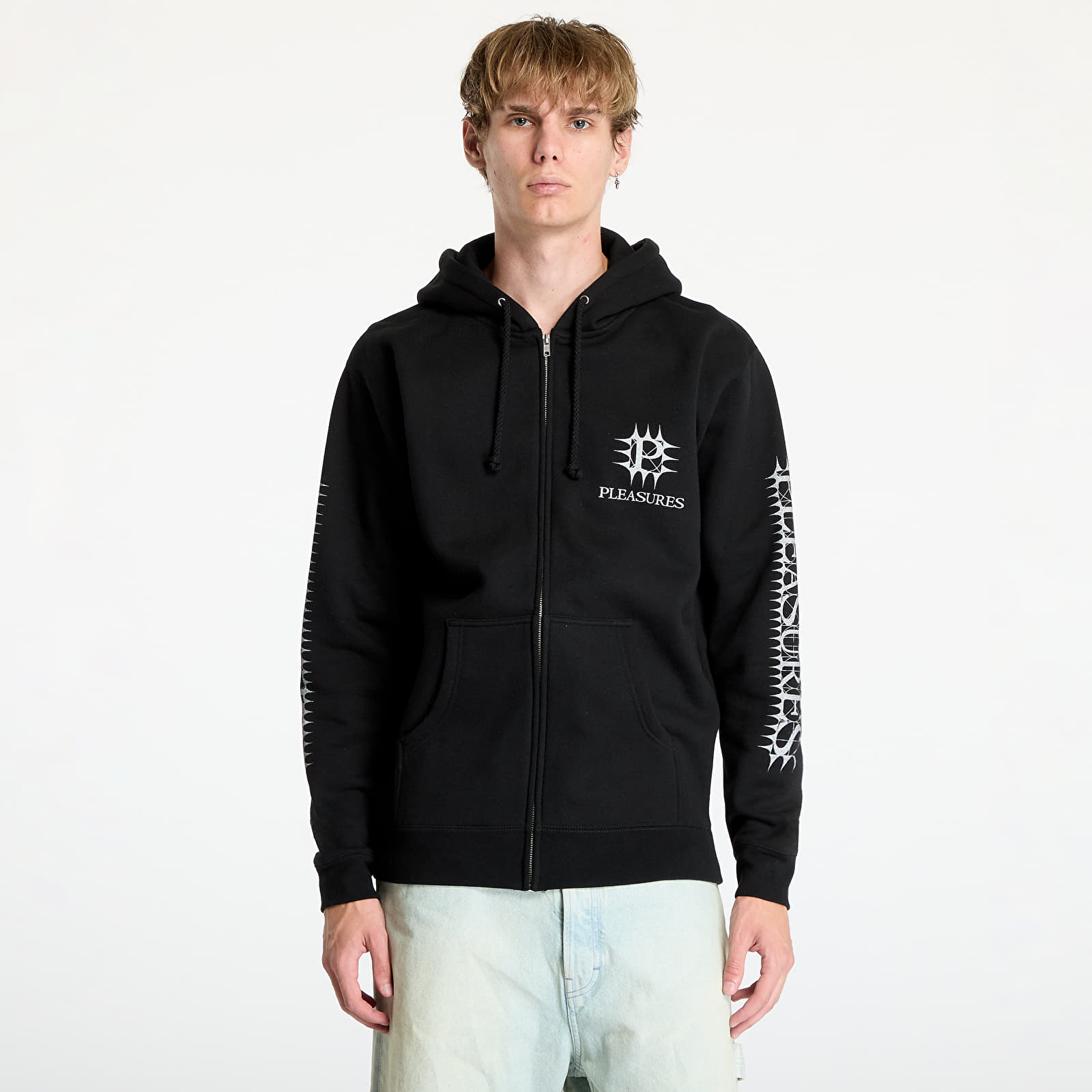 Men's sweatshirts PLEASURES Spike Zip Hoodie Black
