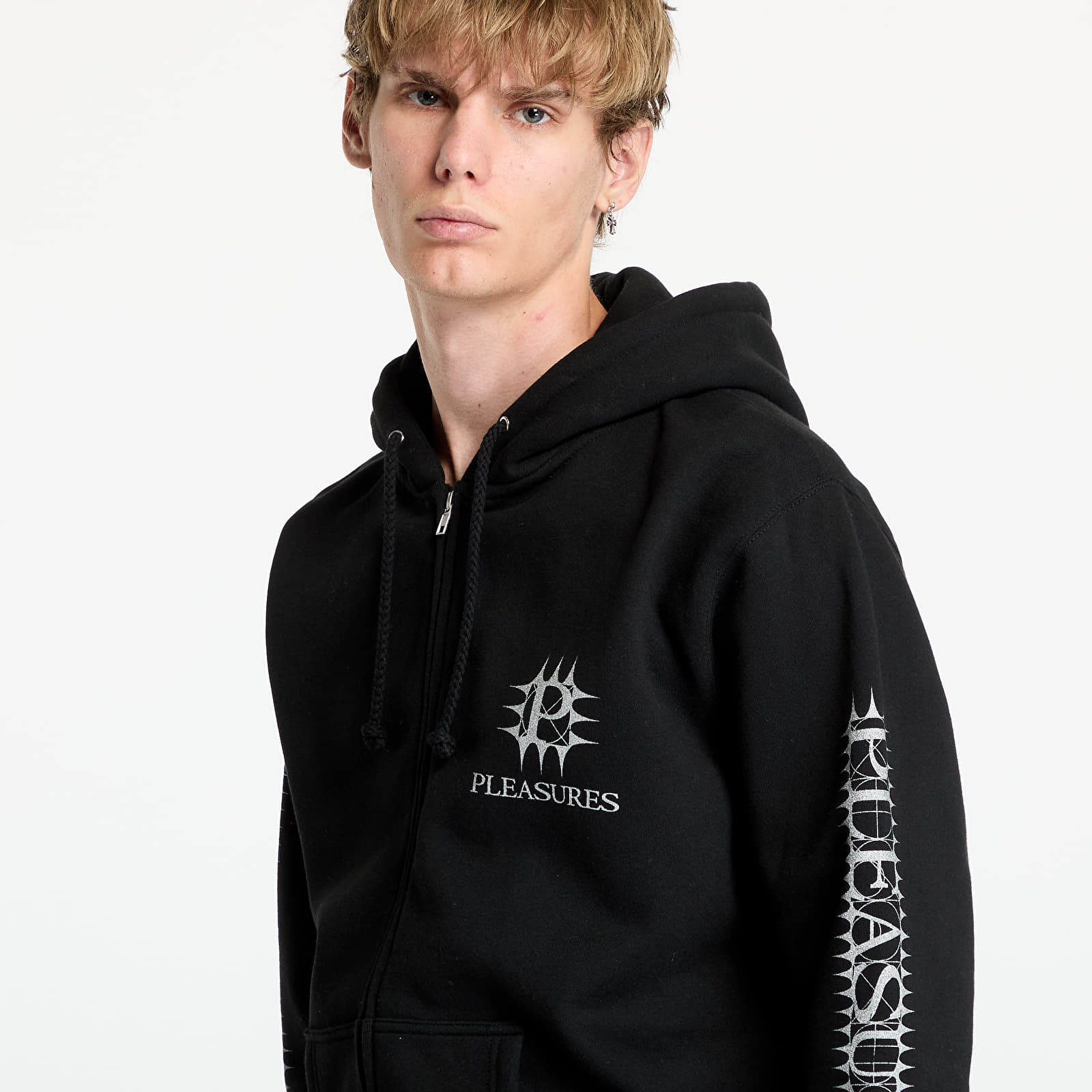Men's sweatshirts PLEASURES Spike Zip Hoodie Black