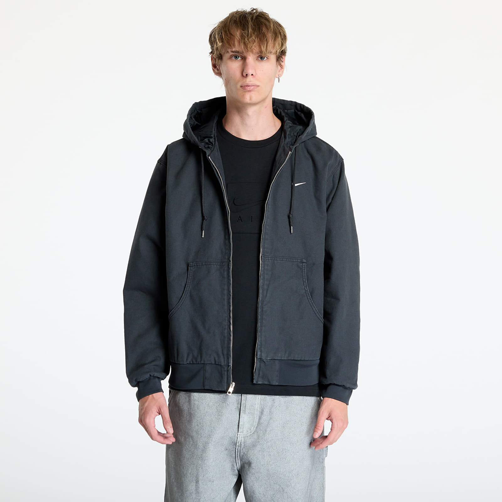 Men's jackets Nike Life Men's Padded Hooded Jacket Off Noir/ White