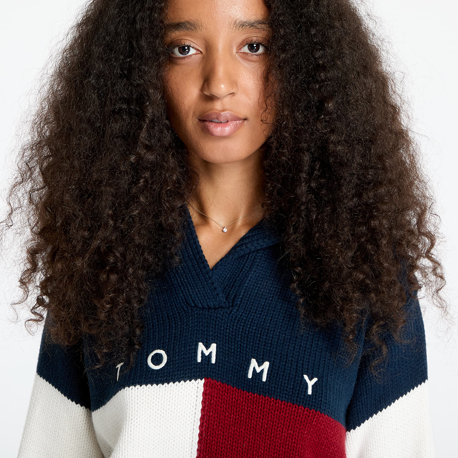 Maglioni da donna Tommy Jeans Flag Rugby Sweater Dark Night Navy