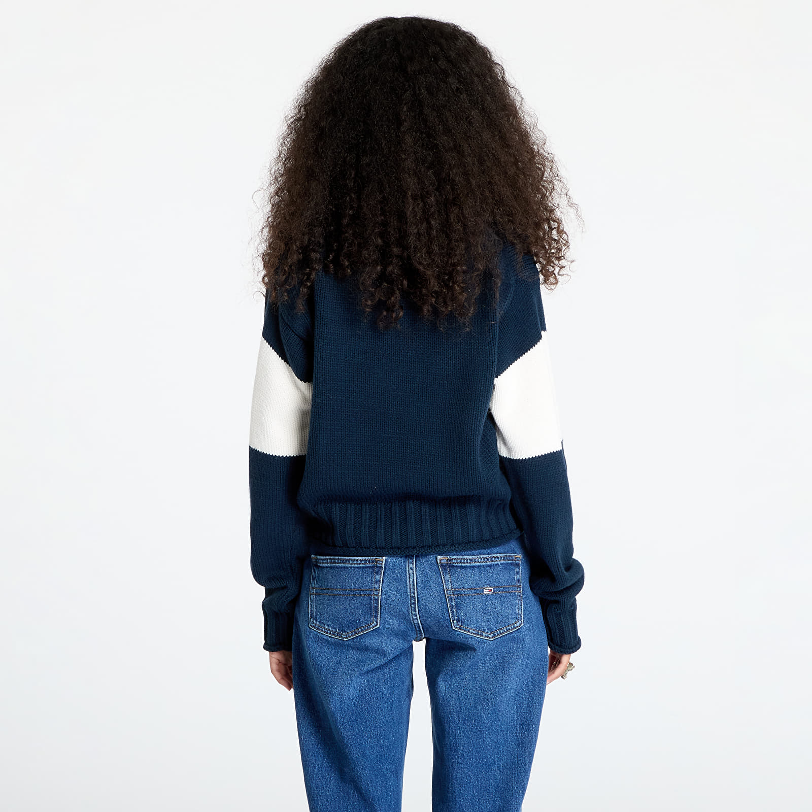 Maglioni da donna Tommy Jeans Flag Rugby Sweater Dark Night Navy