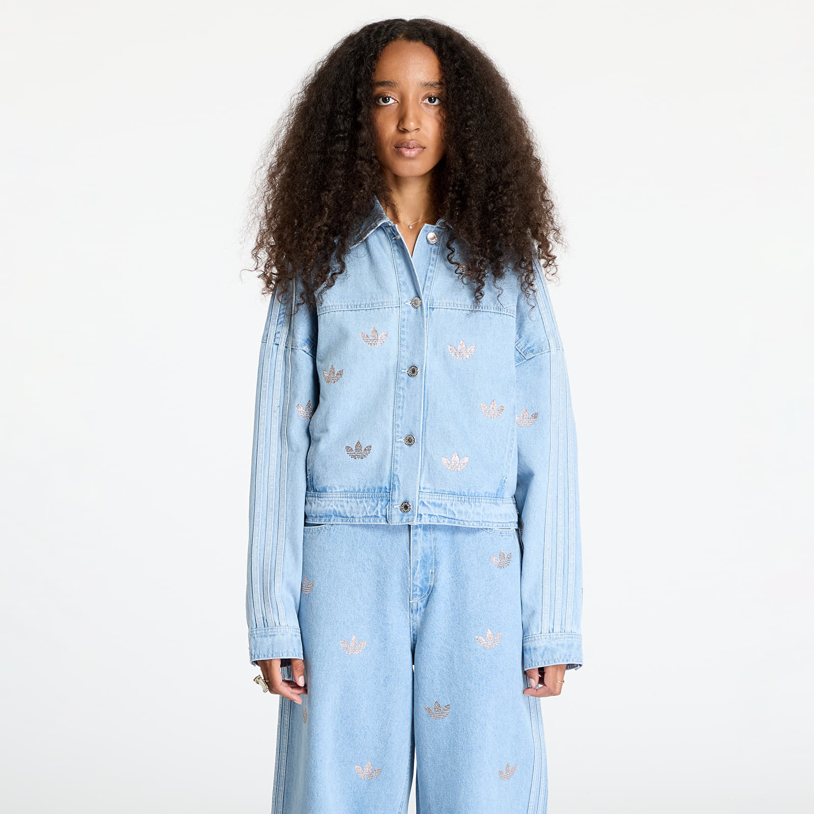 Dámské bundy adidas Denim Jacket Rhinestone Clear Blue