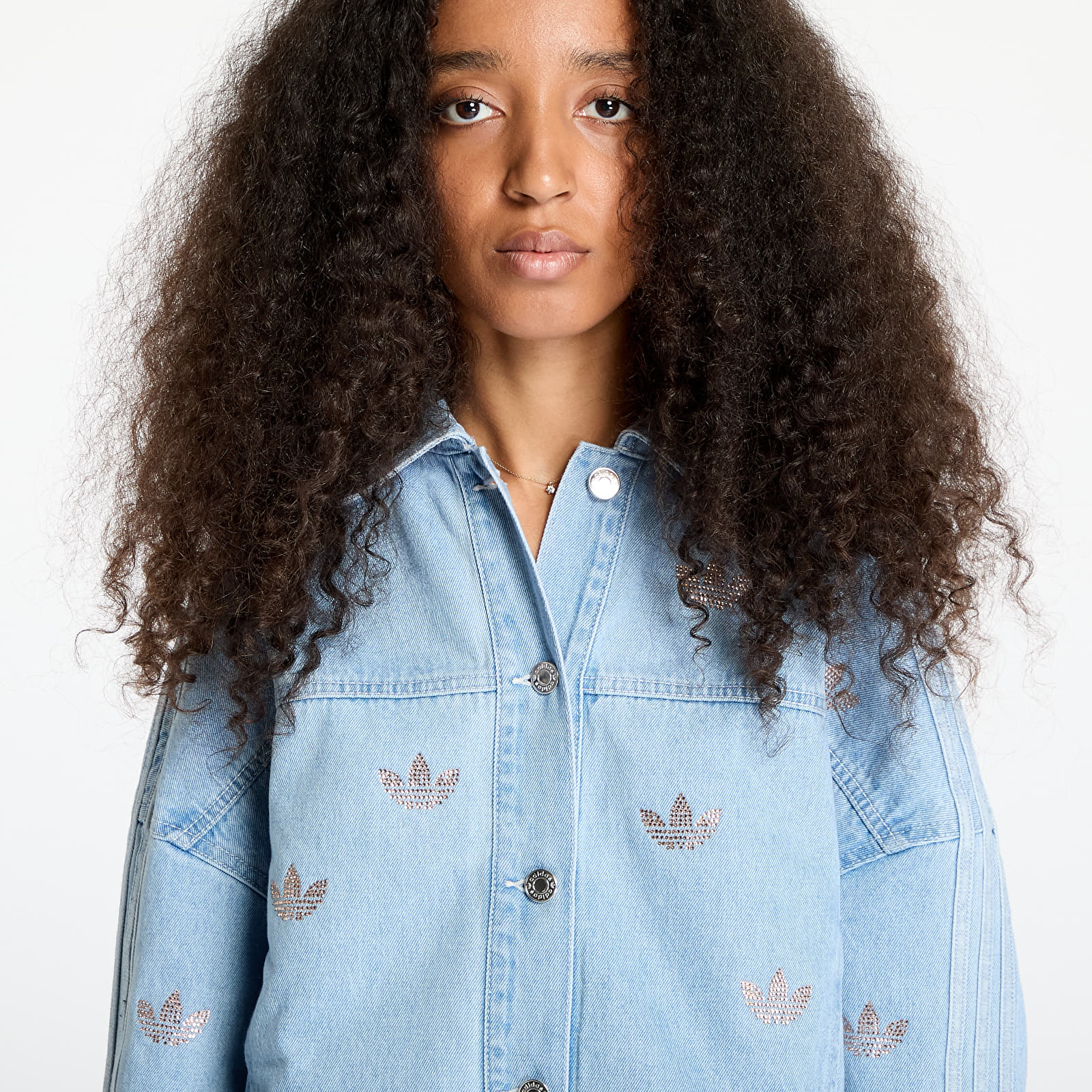 Dámské bundy adidas Denim Jacket Rhinestone Clear Blue
