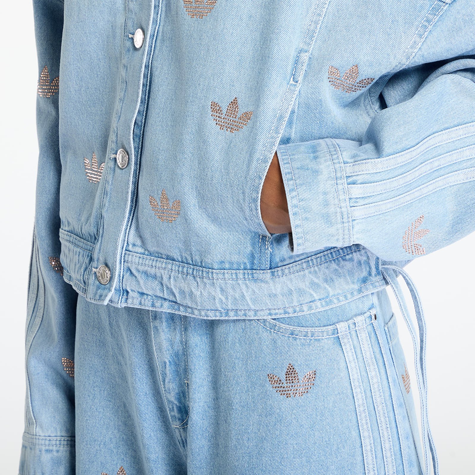Dámské bundy adidas Denim Jacket Rhinestone Clear Blue