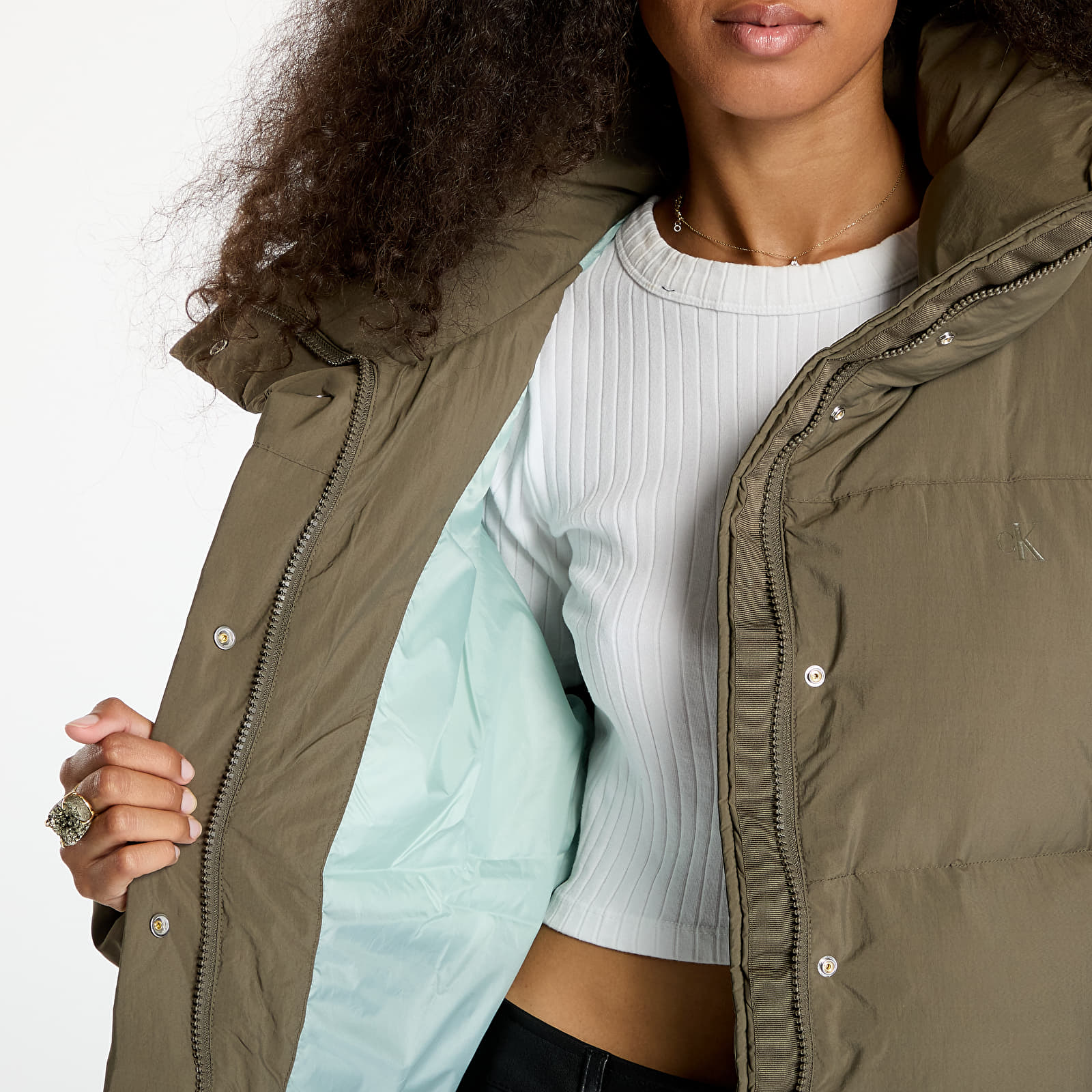 Dámské bundy Calvin Klein Jeans Relaxed Puffer Jacket Gray