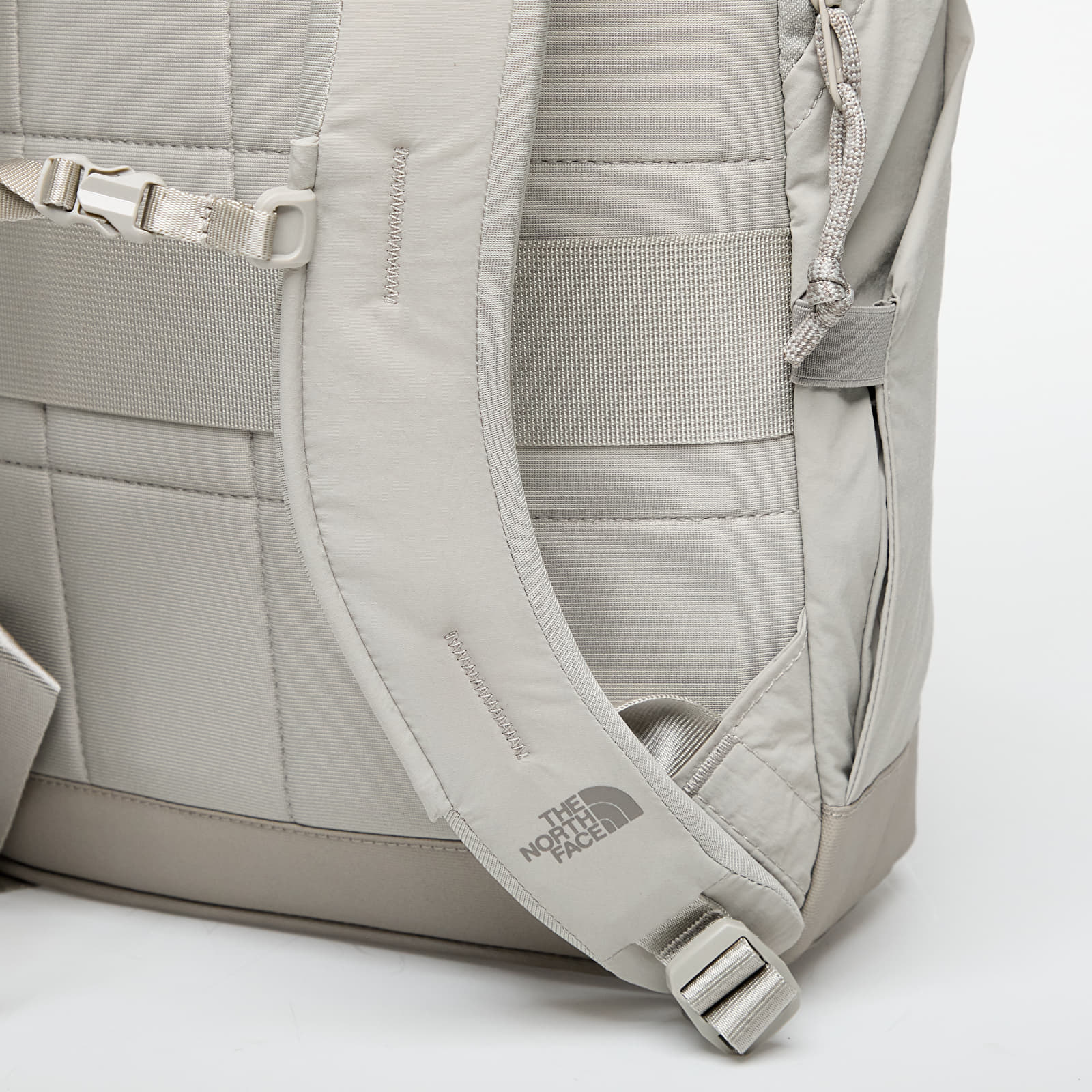 Grey and white north face backpack deals