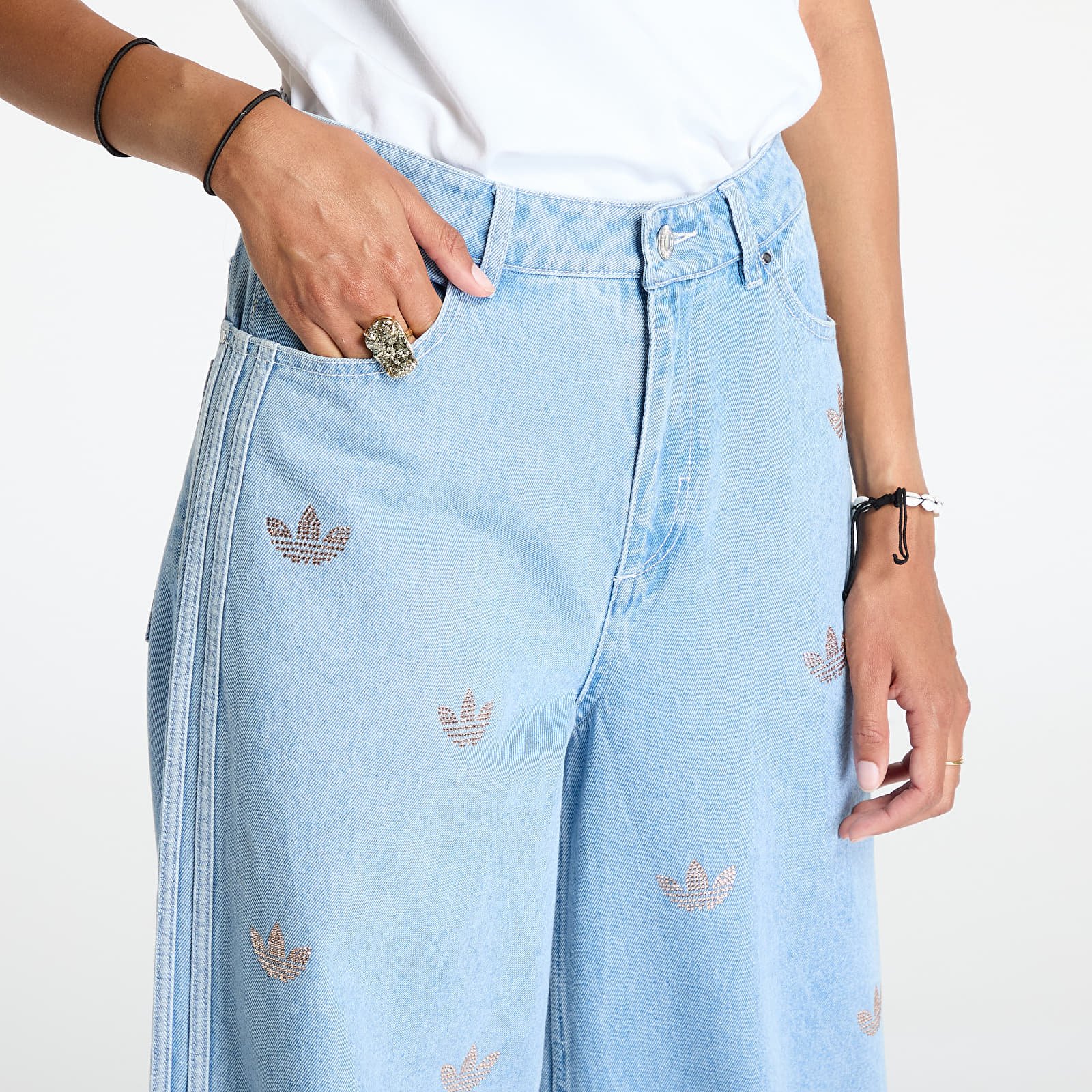 Pantaloni da donna adidas Denim Pant Rhinestone Clear Blue Queens