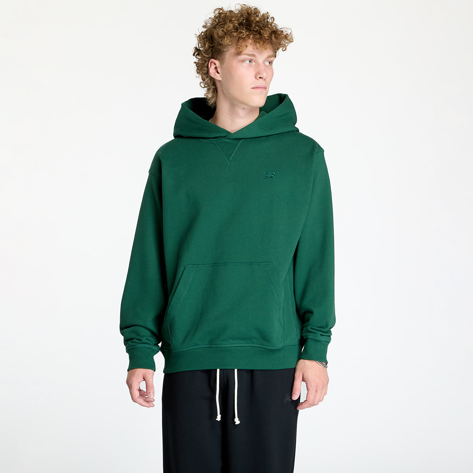 Férfi pulóverek New Balance Athletics French Terry Hoodie Nightwatch Green