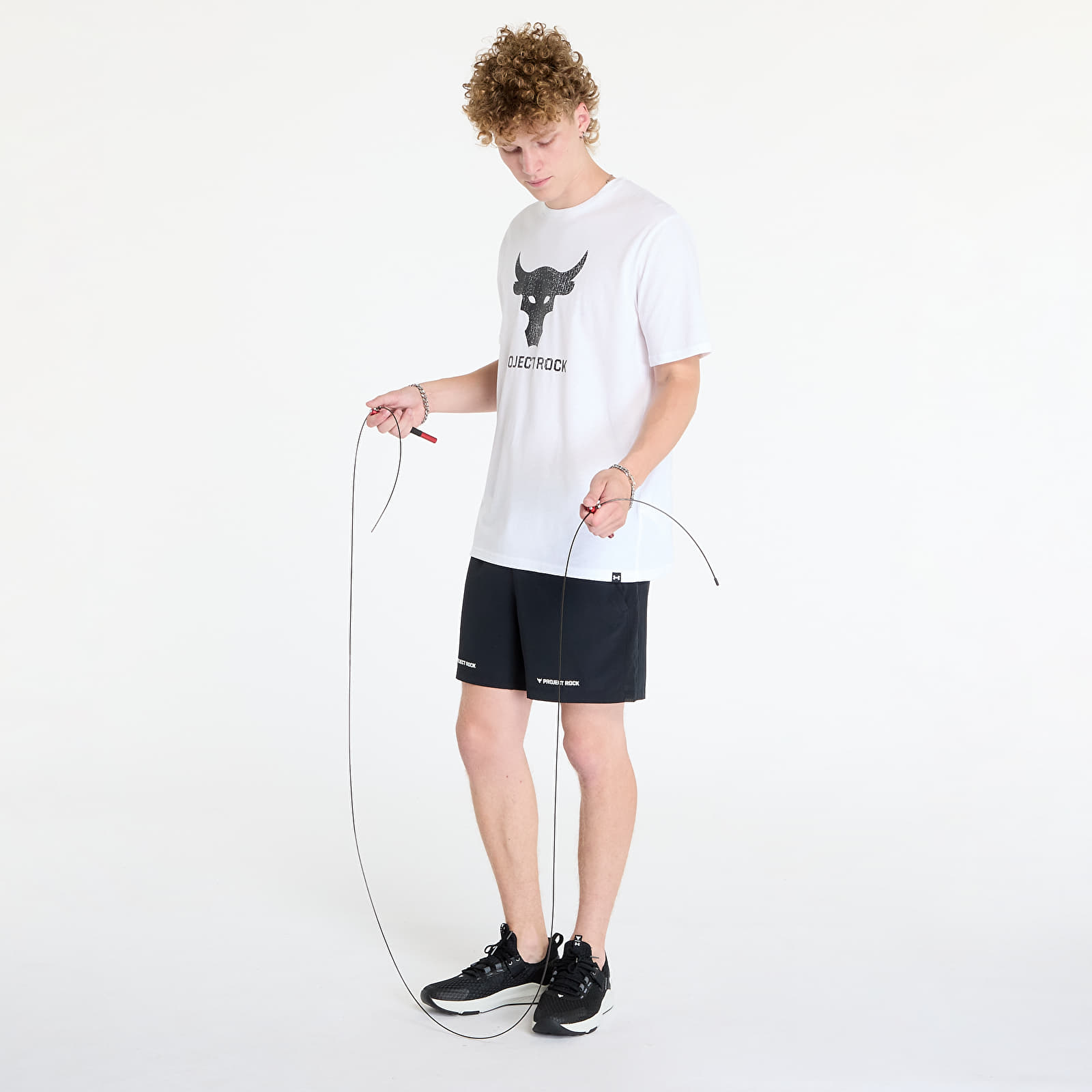 Vīriešu T-krekli Under Armour Project Rock Brahma Bull SS Tee White