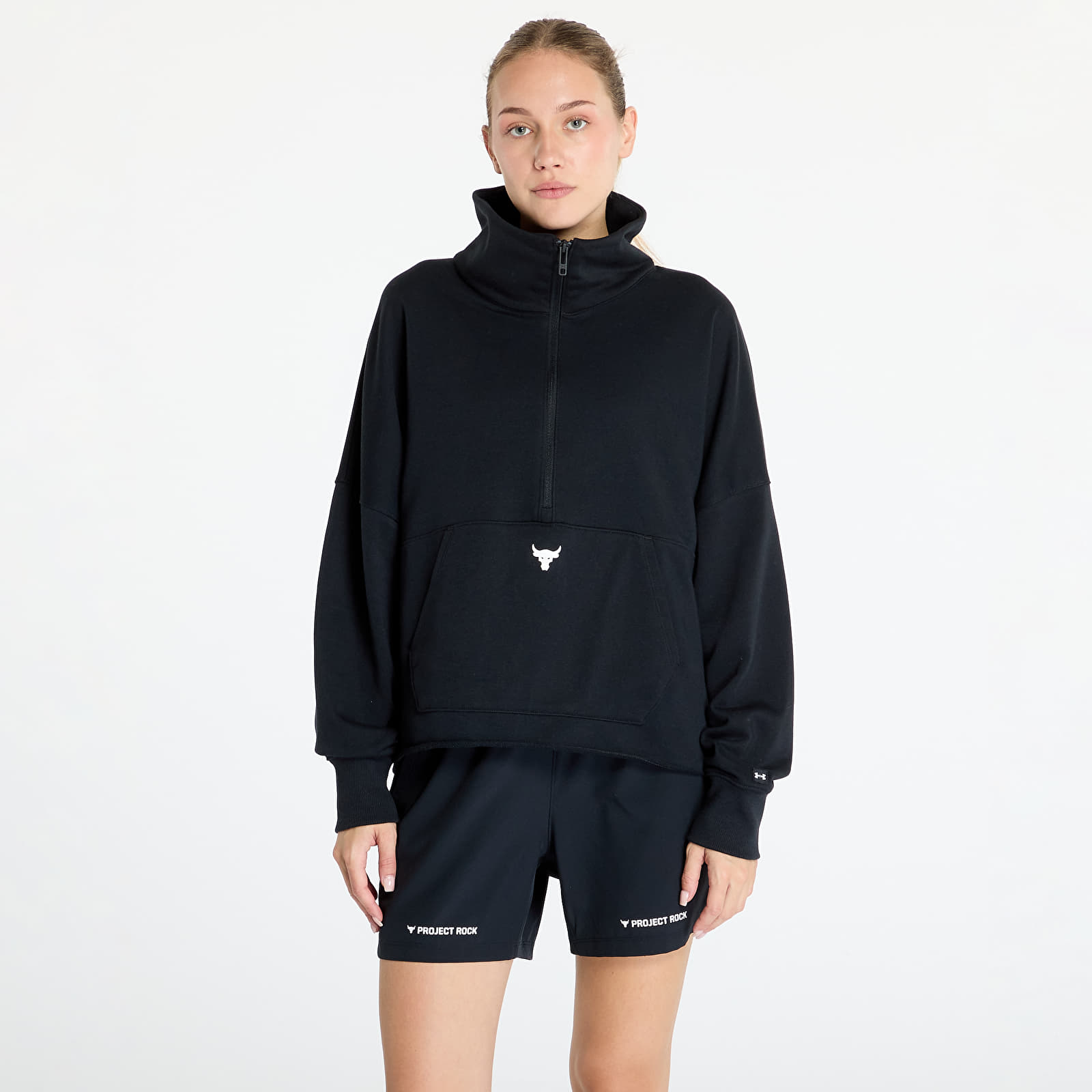 Ženske majice Under Armour Project Rock Half Zip Pullover Black
