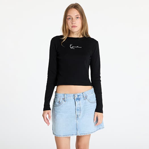 T-shirt Karl Kani Small Signature Short Rib Longsleeve Black