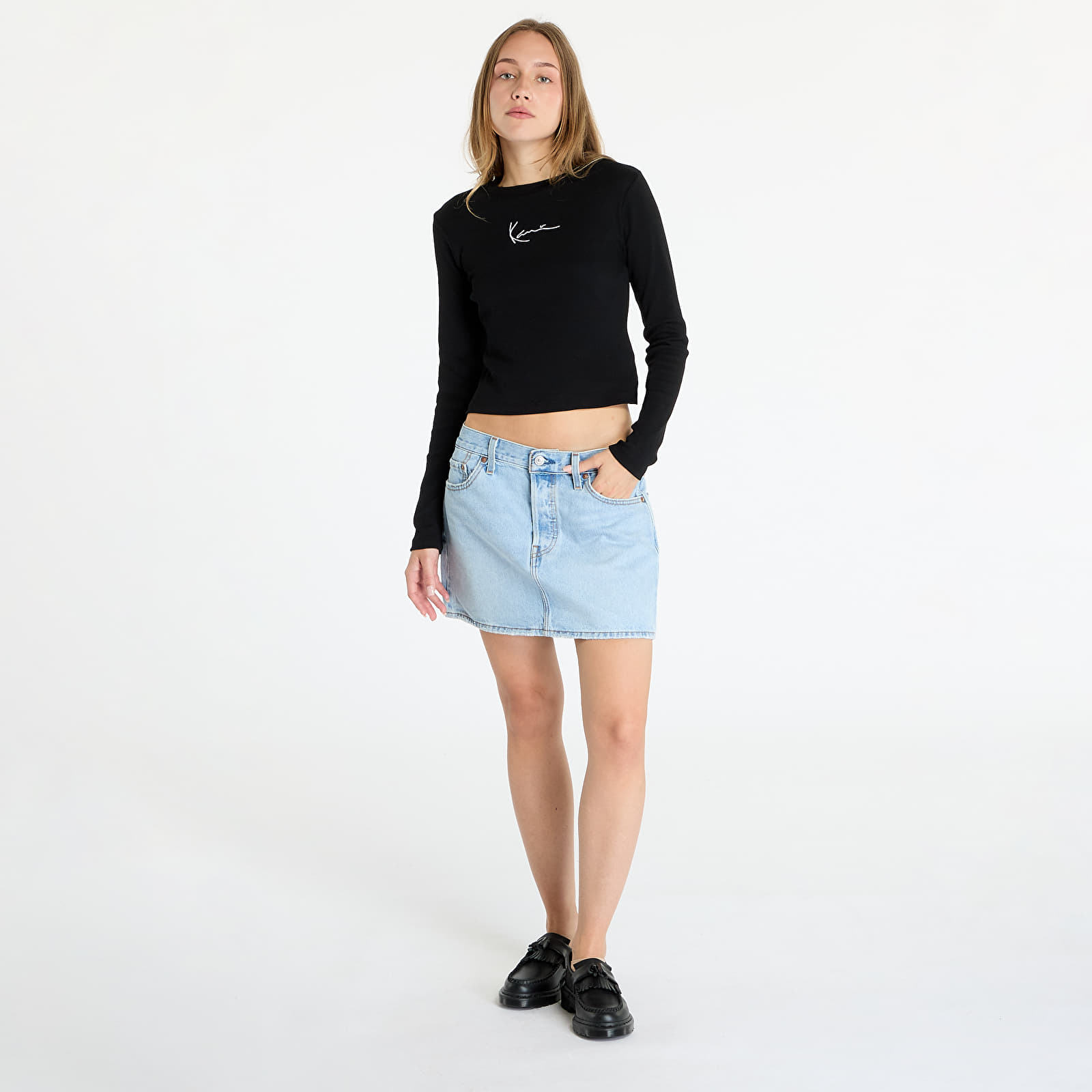 T-särgid Karl Kani Small Signature Short Rib Longsleeve Black