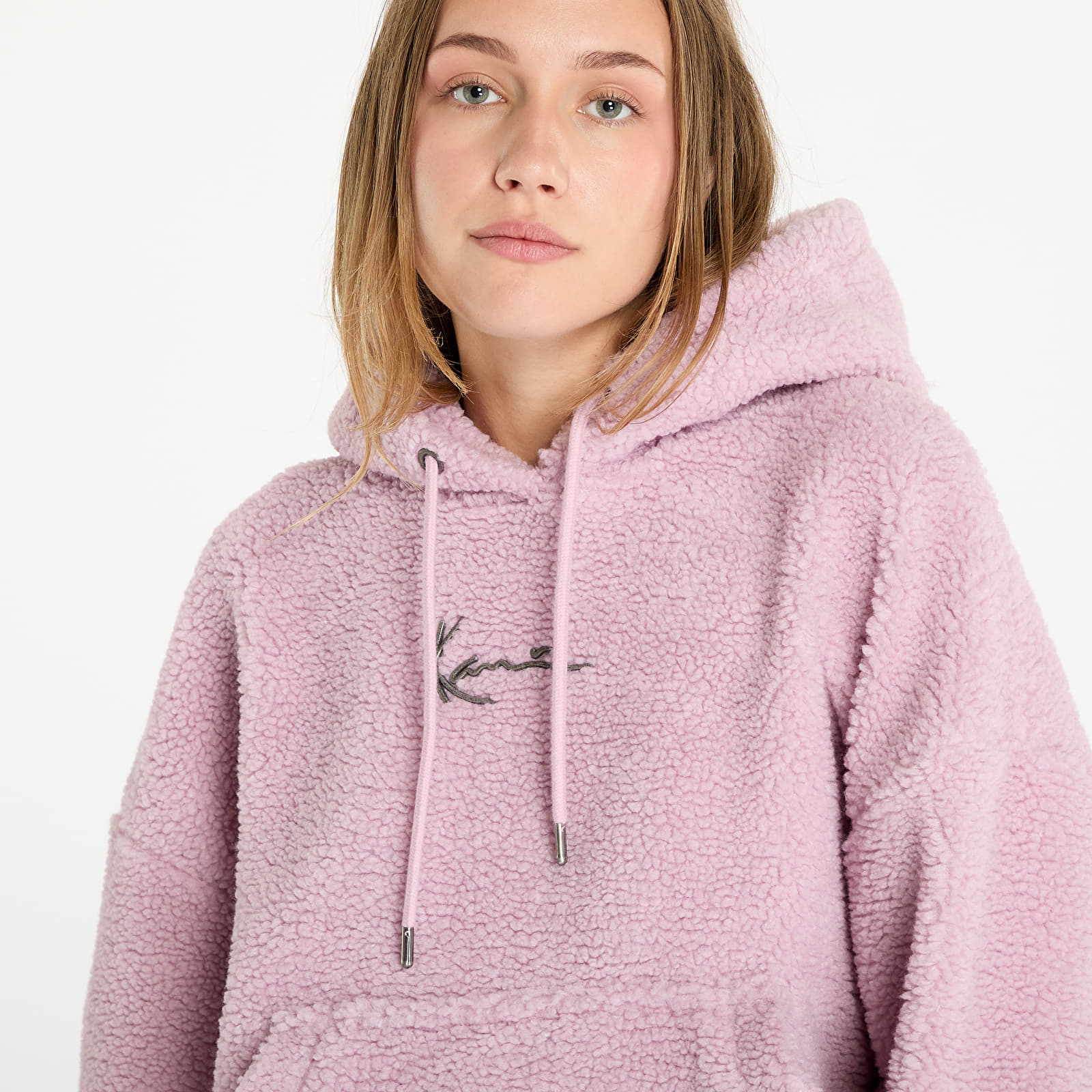 Mikine Karl Kani Metal Signature Teddy Os Hoodie Rose