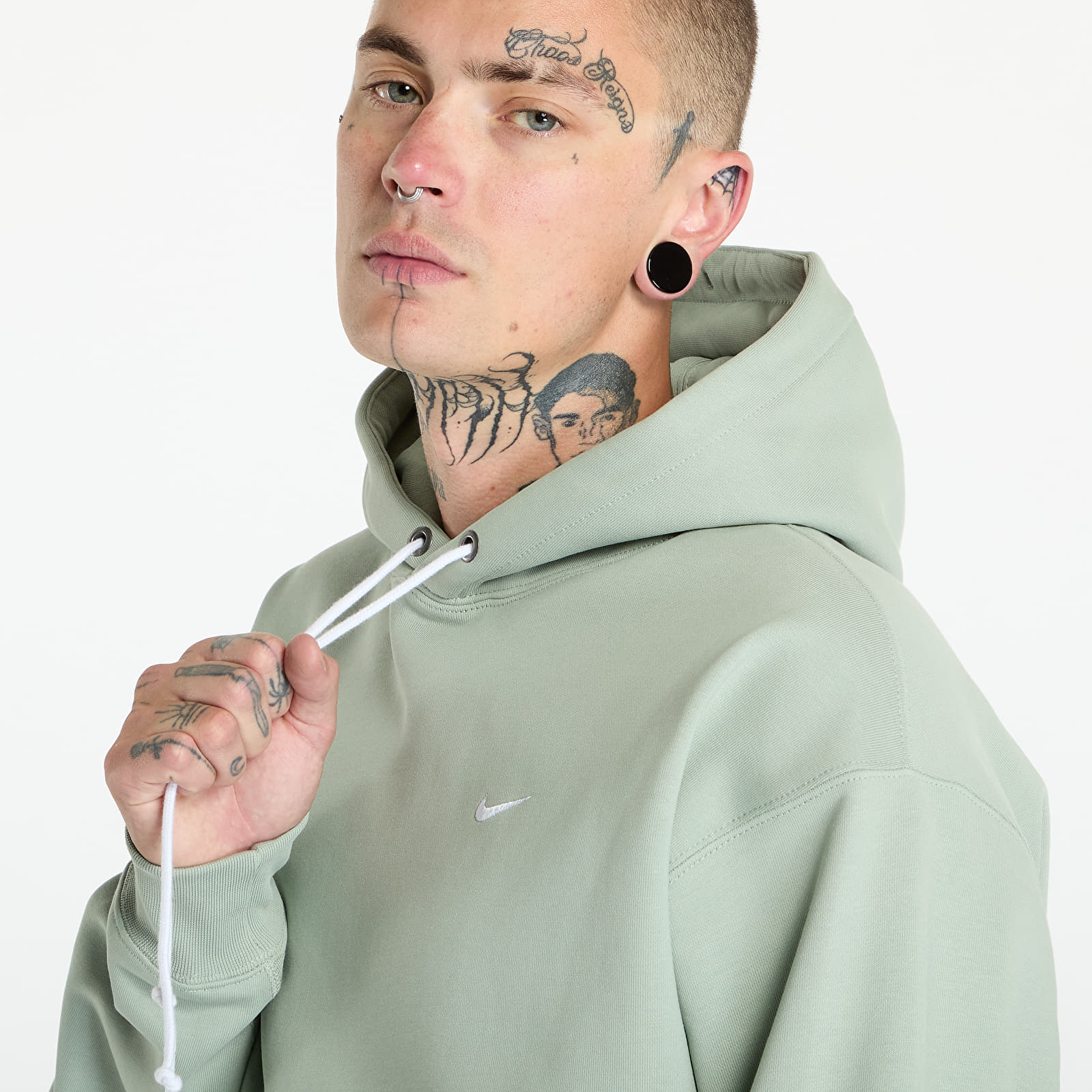 Mikiny Nike Solo Swoosh Men's Fleece Pullover Hoodie Jade Horizon/ White